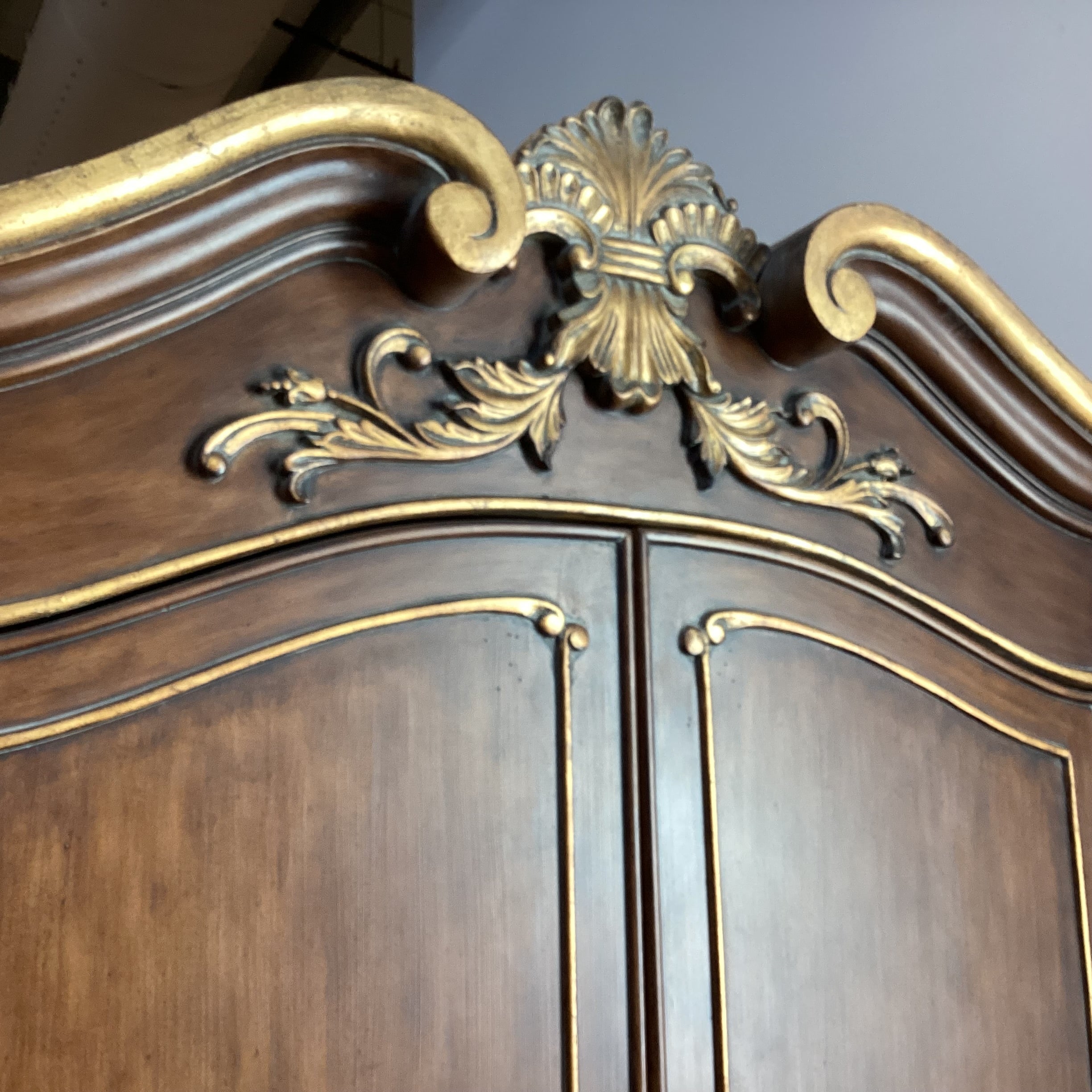 Ornate Carved Wood with Gold Accent 2 Door 3 Drawer Wardrobe Armoire 54"x 25"x 93"