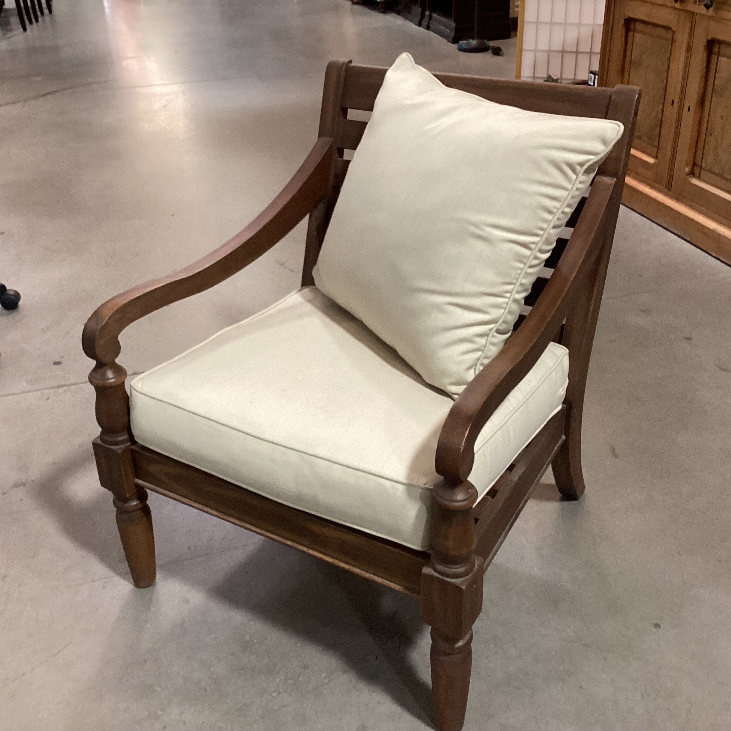 Outdoor Wood with Beige Cushions Patio Chair 28"x 30"x 34"