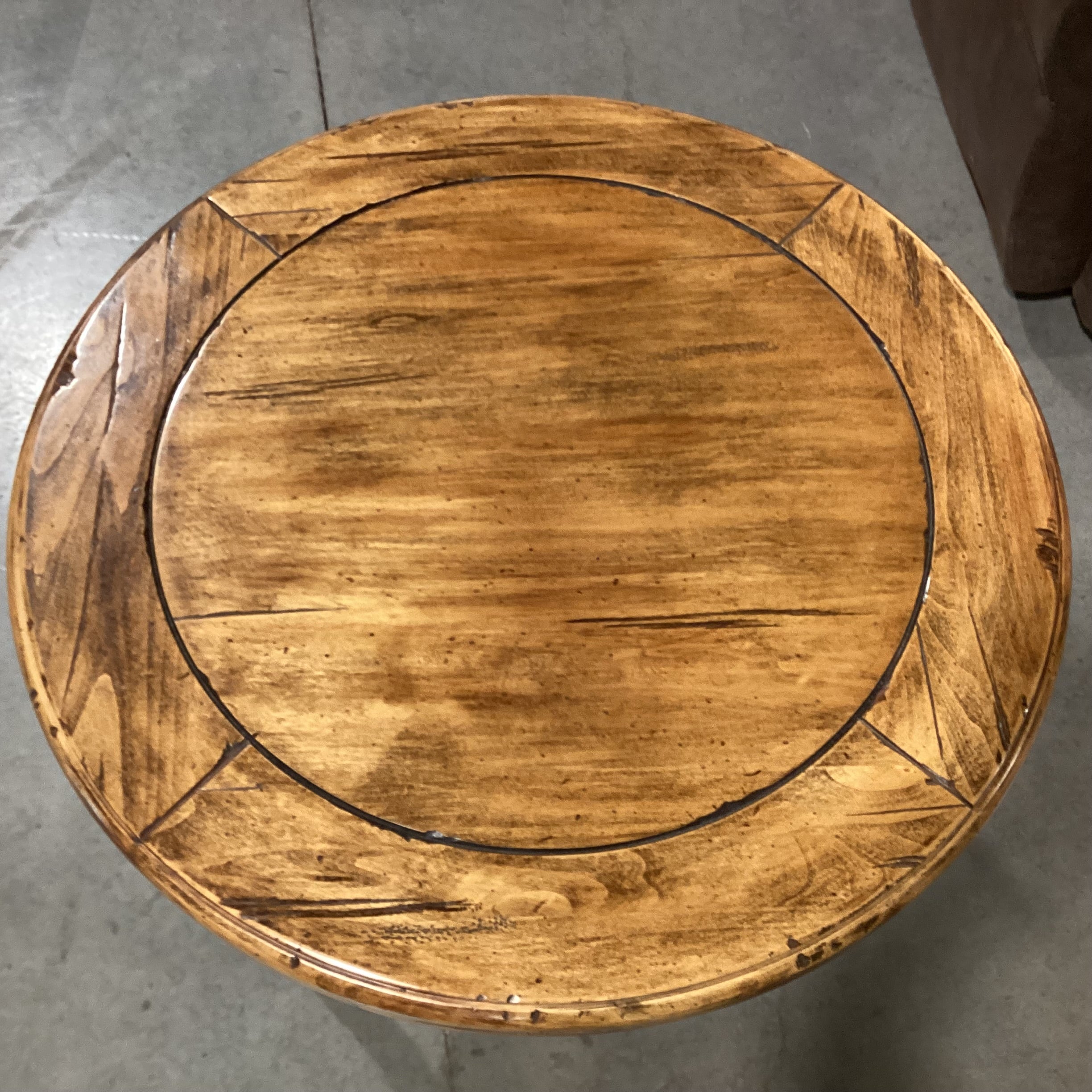 Custom Finished Distressed Solid Wood Round 2 Tiered Accent Table 30" Diameter x 28"