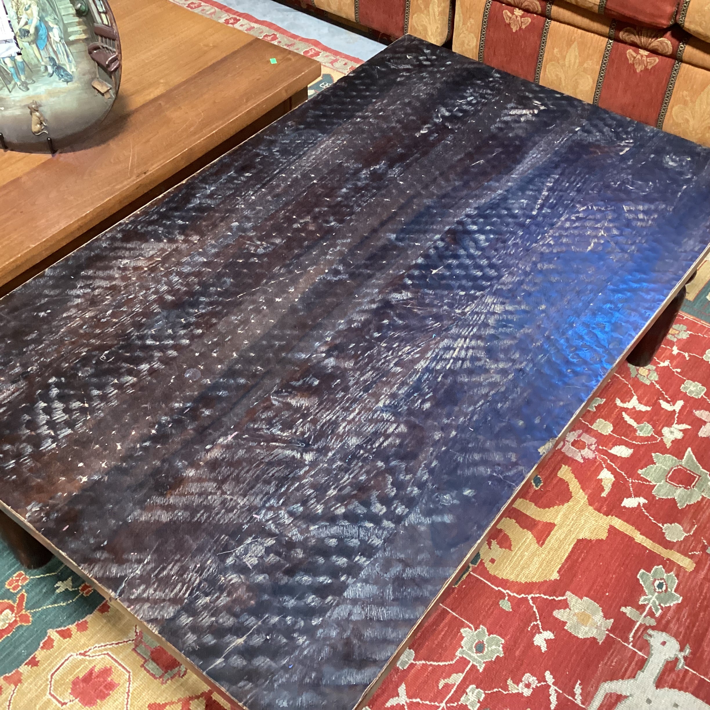 Solid Dark Finish Mango Wood with Textured Divets Coffee Table 48"x 30"x 185"