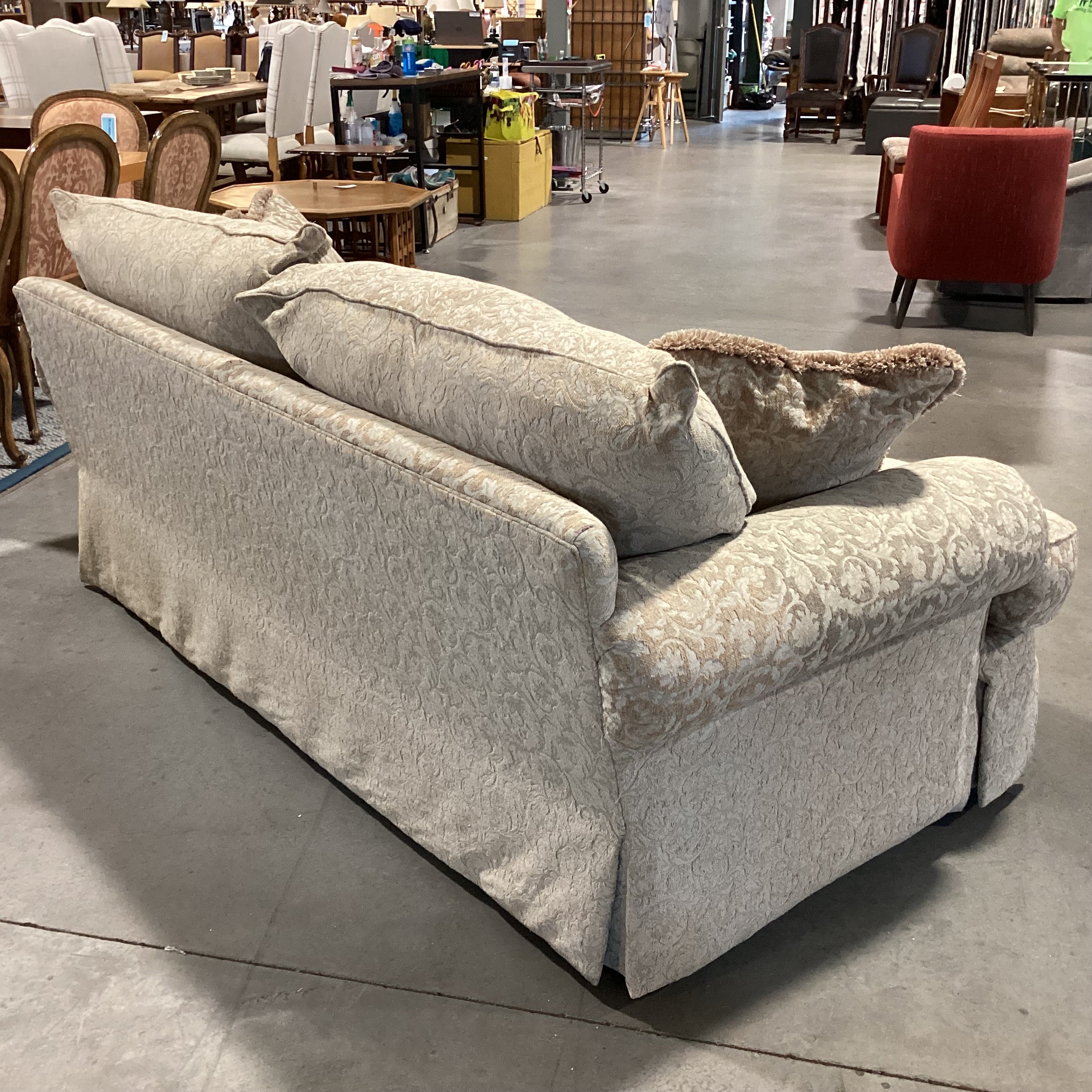 Thomasville Gold & Beige Raised Chenille Floral Woven Down Mix Sofa 87"x 44"x 36"