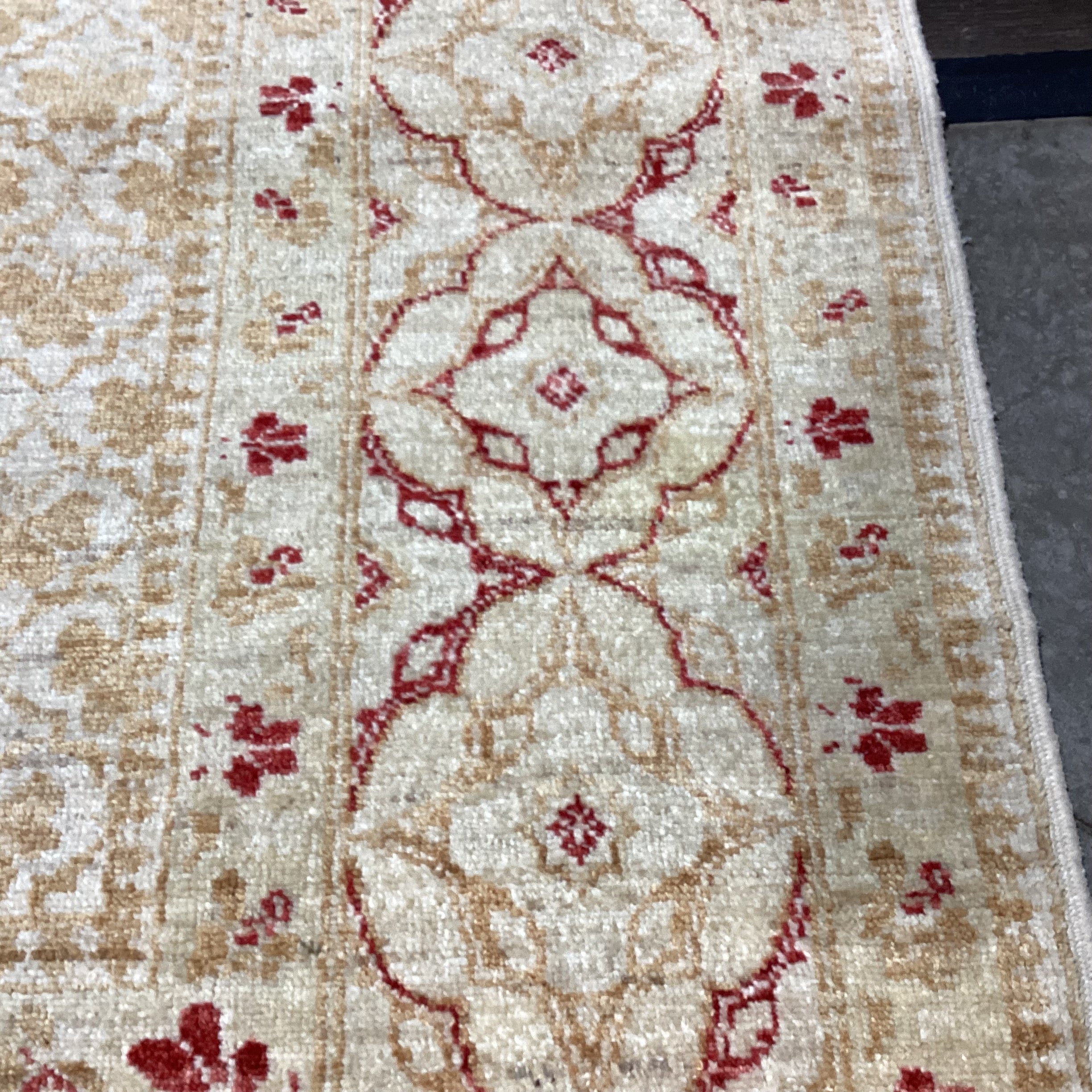 Cream Gold Rust Hand Woven Wool Rug 7'7" x 9'8"