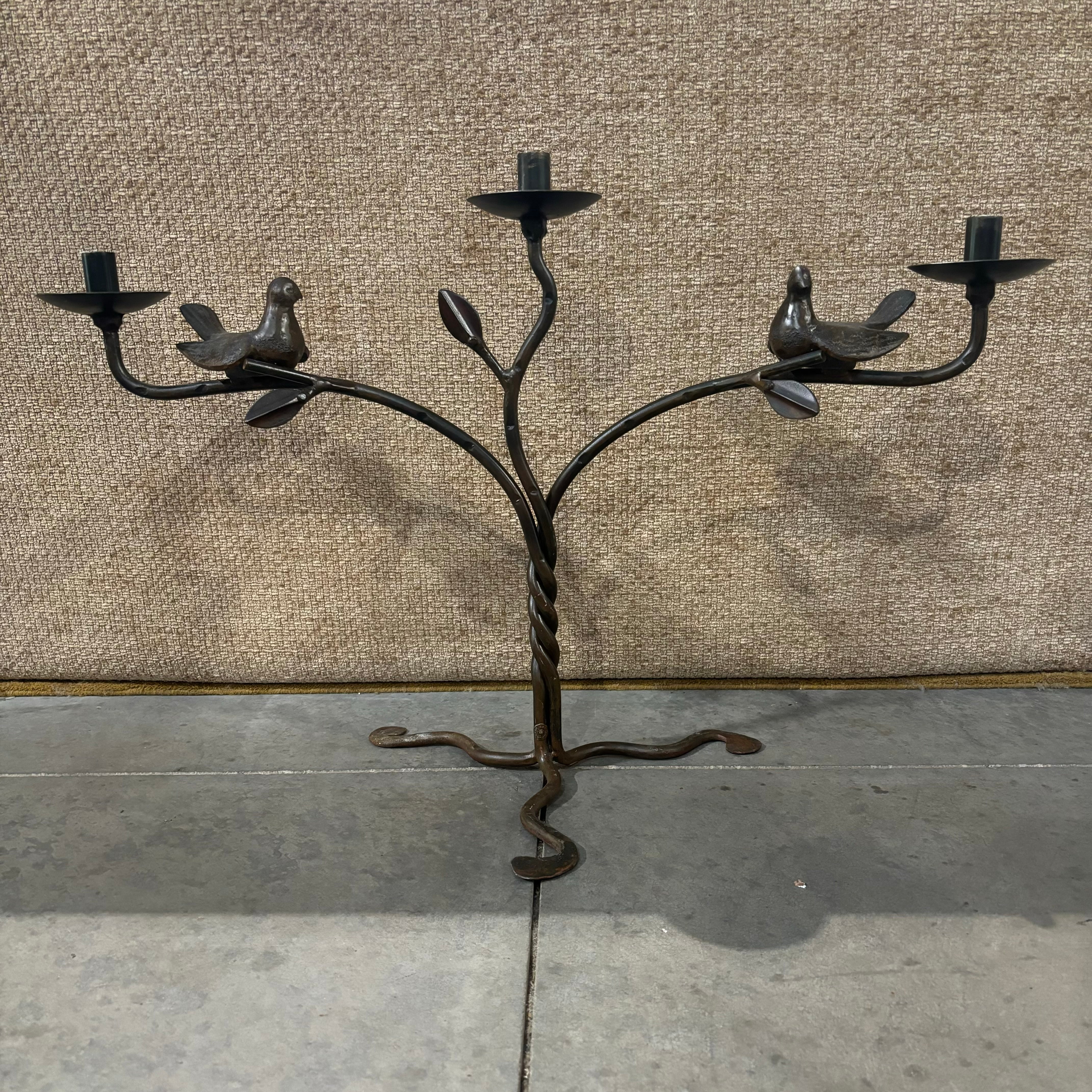 Jan Barboglio 2 Bird/3 Candle Candelabra 37"x 22"