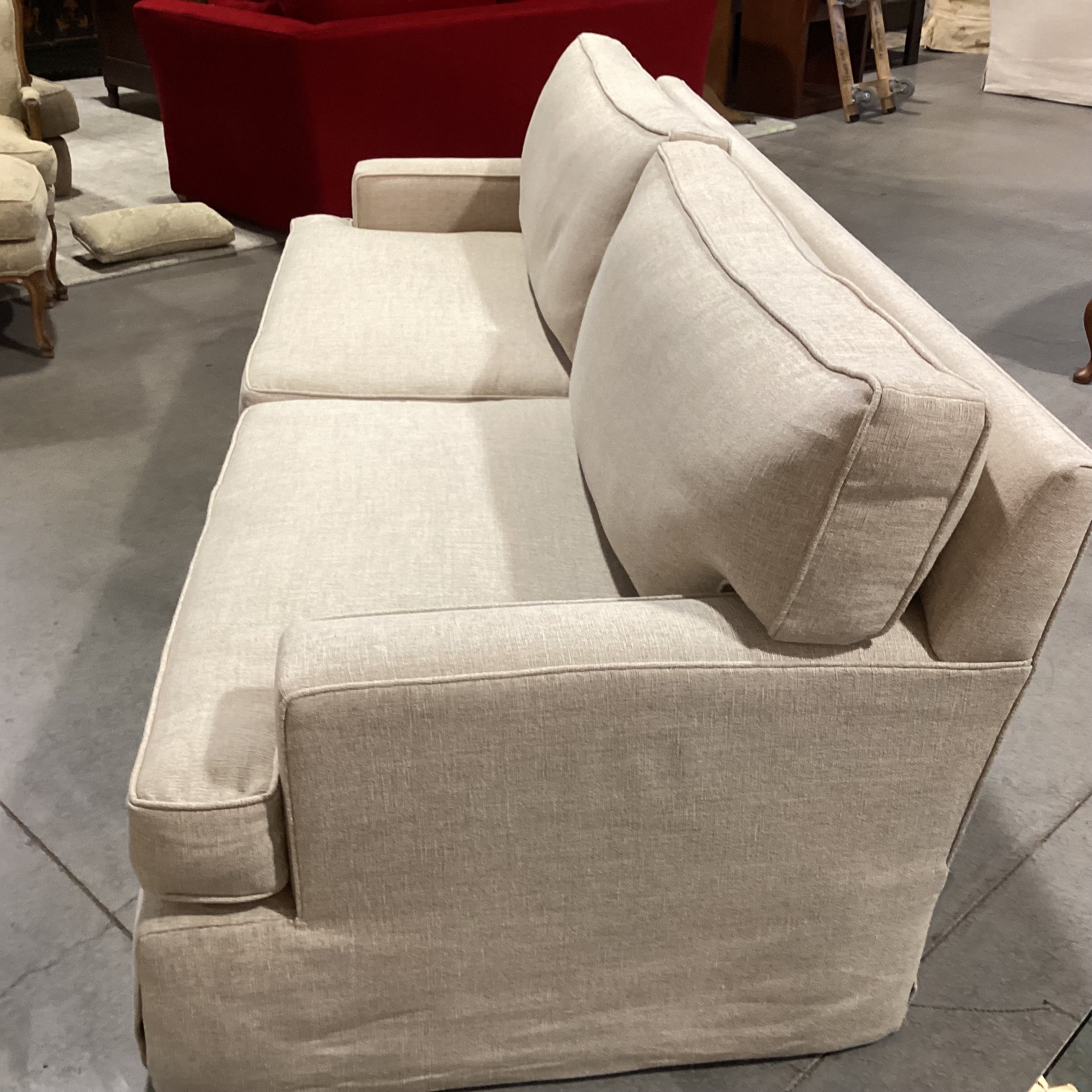 Barclay Buttera Home Los Angeles Oatmeal Heavy Texture Down Mix Custom Sofa 98"x 41"x 32"
