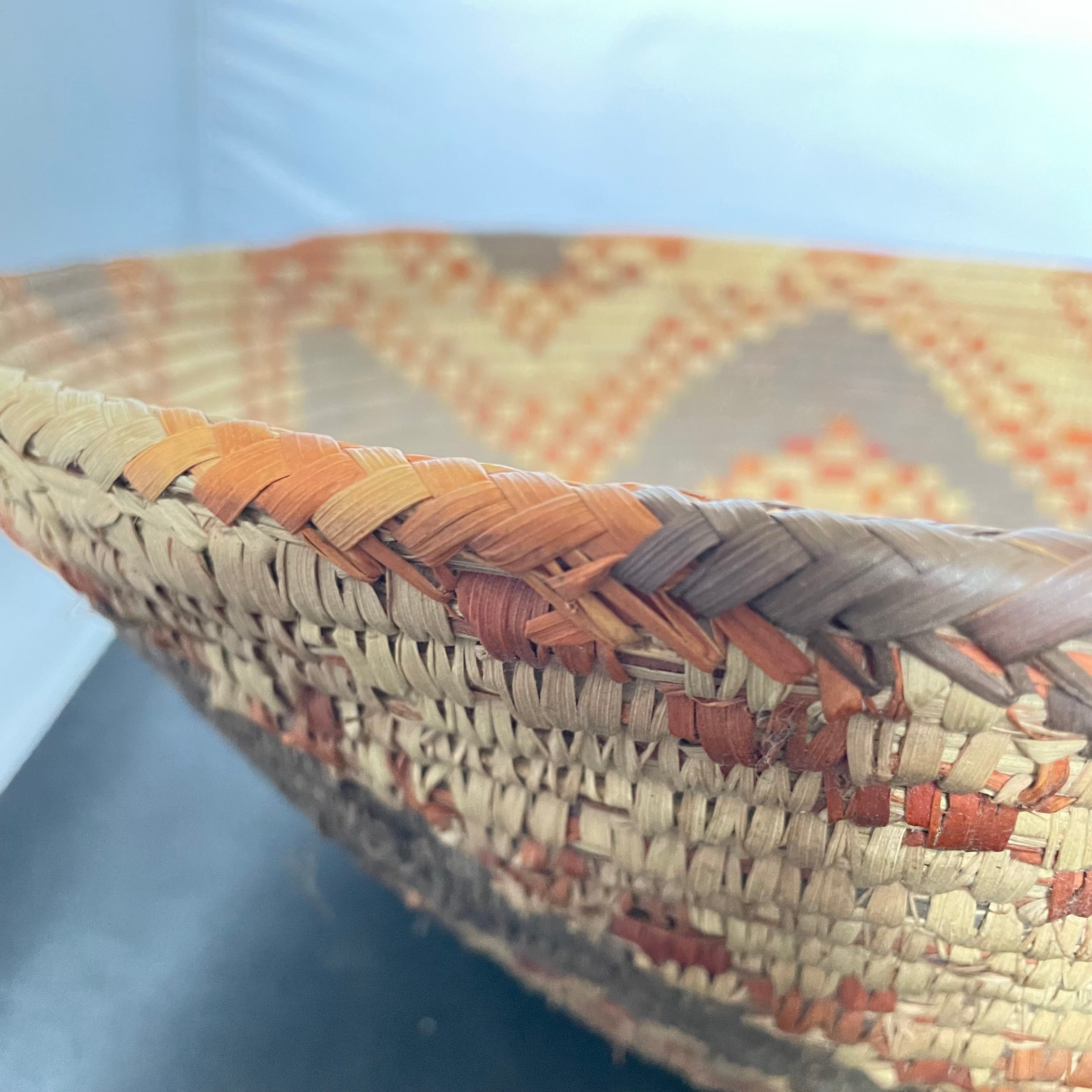 Vintage Native American Hand Woven Wedding Basket with Star Design. 18.5"x 6"