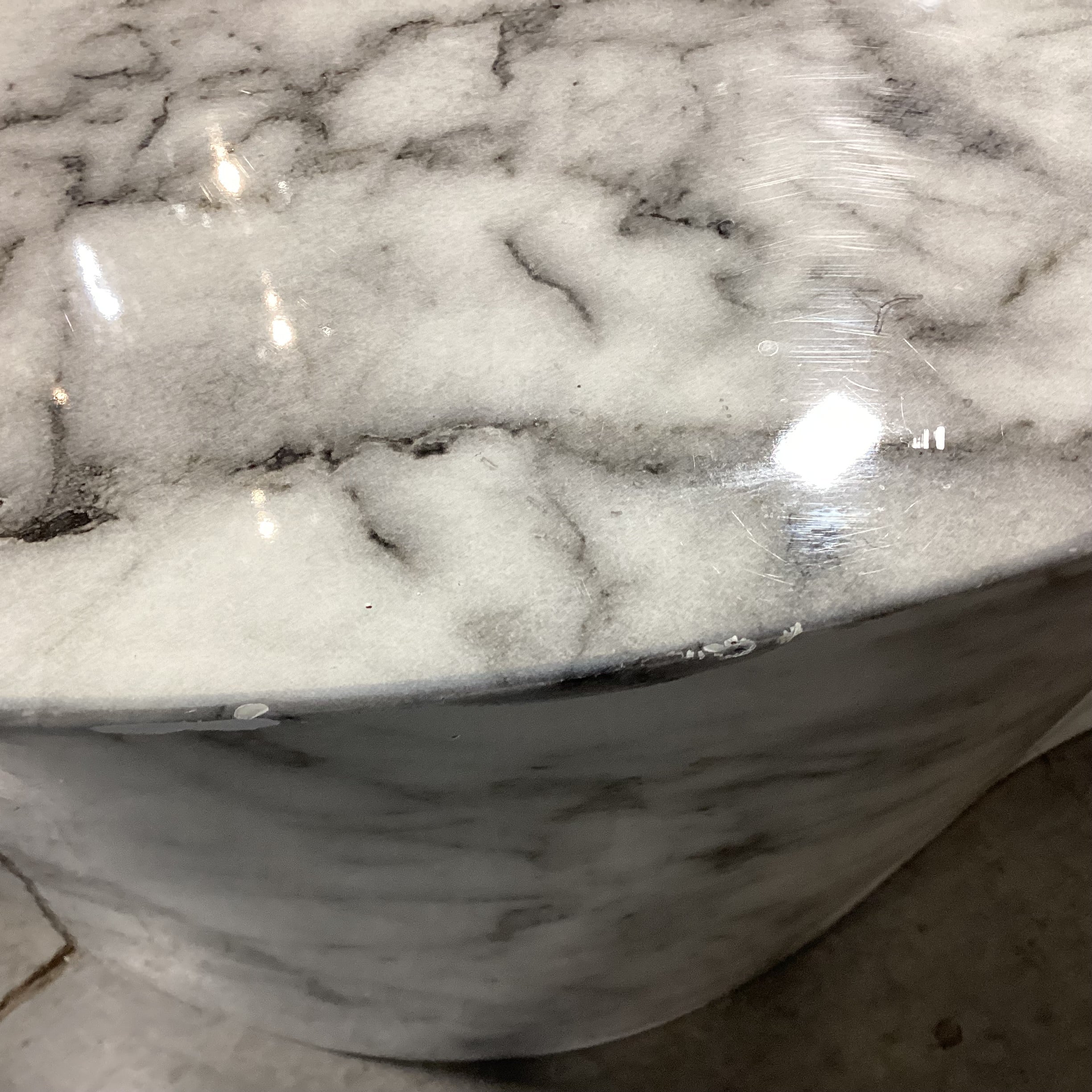 Sunpan Ava Sculpted Concrete with Overlaid Marble Look Finish Coffee Table 60"x 36"x 14.5"