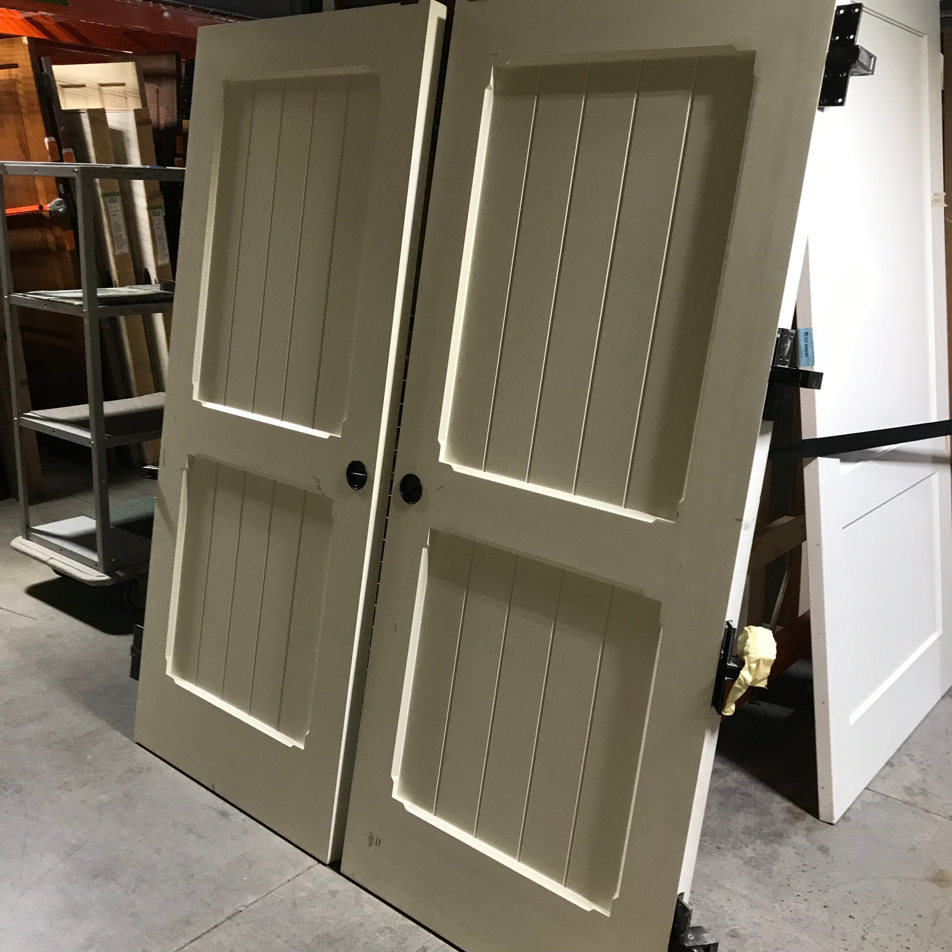 35.75"x 84"x 2.25" Each Door / PAIR of Closet Doors Cream 2 Vertical Panels