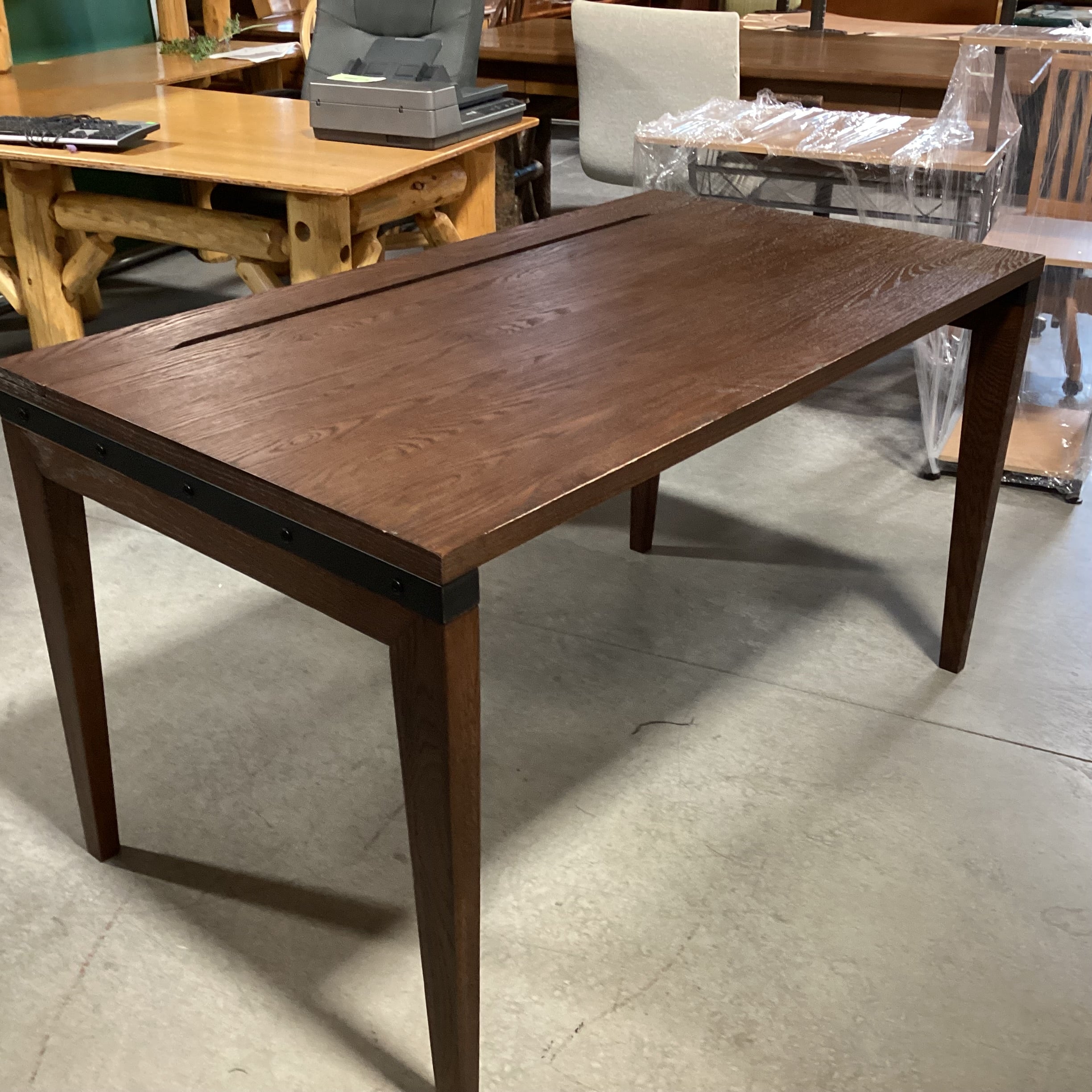 Dark Finish Wood with Flip Top Electrical Storage Desk 54"x 30"x 30"