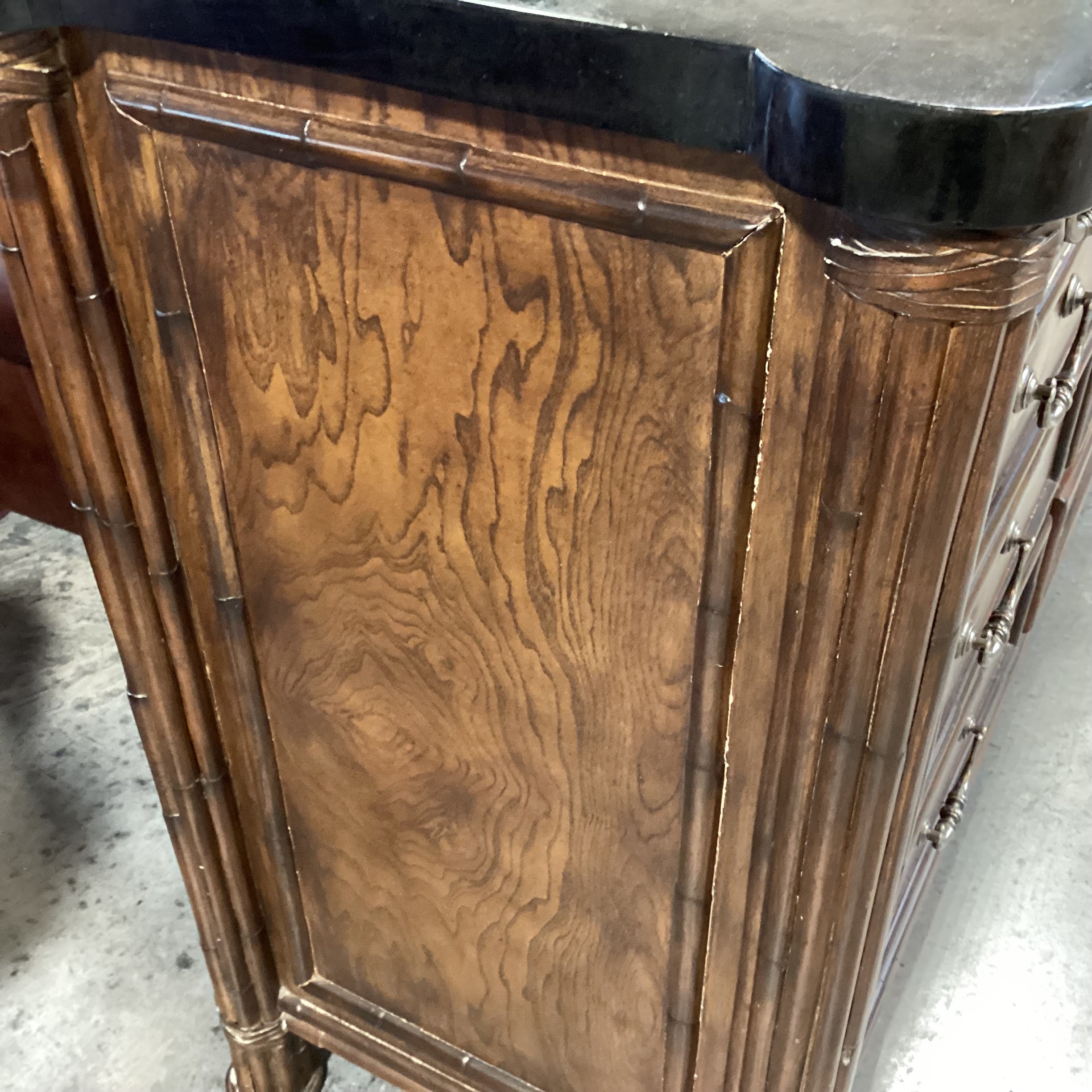 Thomasville Ernest Hemingway Collection Dark Finished Wood Black Faux Stone & Clawfoot Feet 9 Drawer Dresser 60"x 22"x 40"
