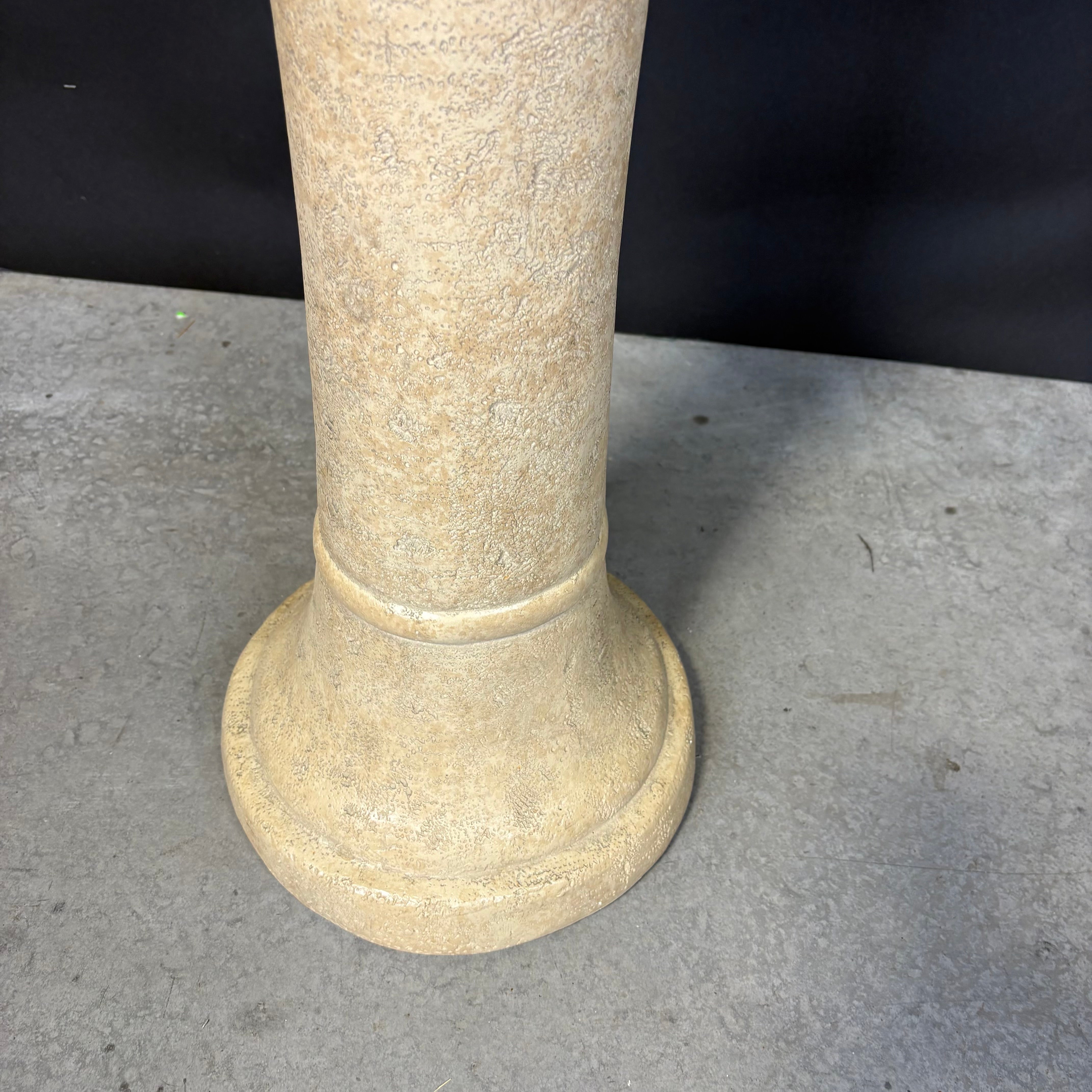 Vintage Post Modern Cream Faux Stone and Elephant Detailing with Shade Floor Lamp 20” Diameter @ Shade x 60”