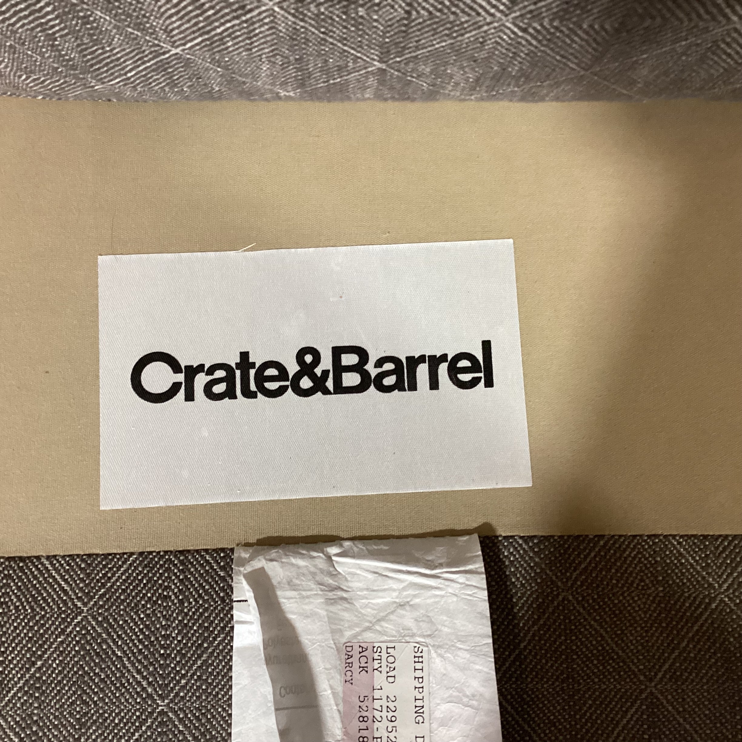 Crate & Barrel Taupe Brown Diamond Woven Down Mix 3 Piece Sectional 102"x 102"x 36"x 30"