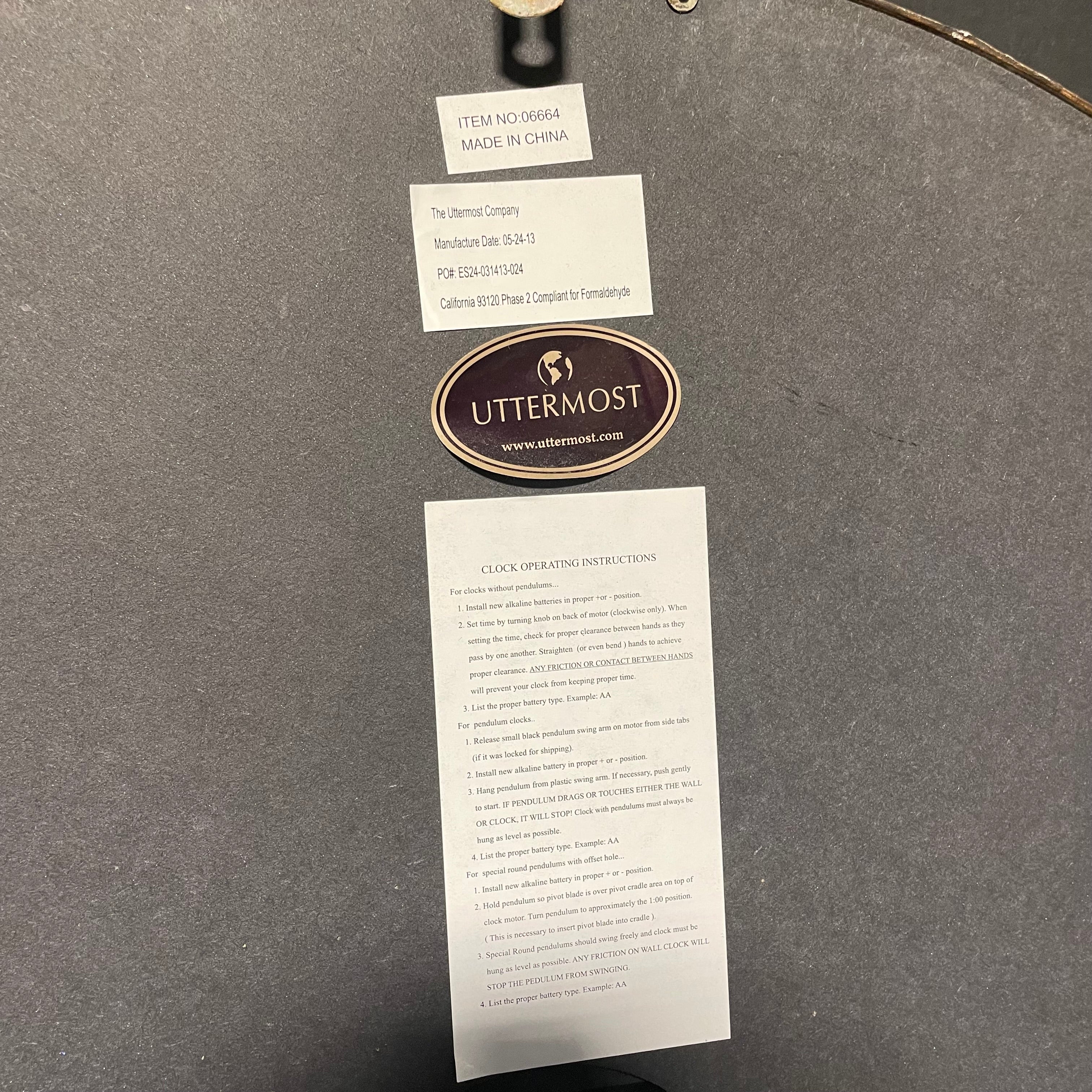 Uttermost "Torriana" Rustic Antique Style Wall Clock 29 1/2" Diameter