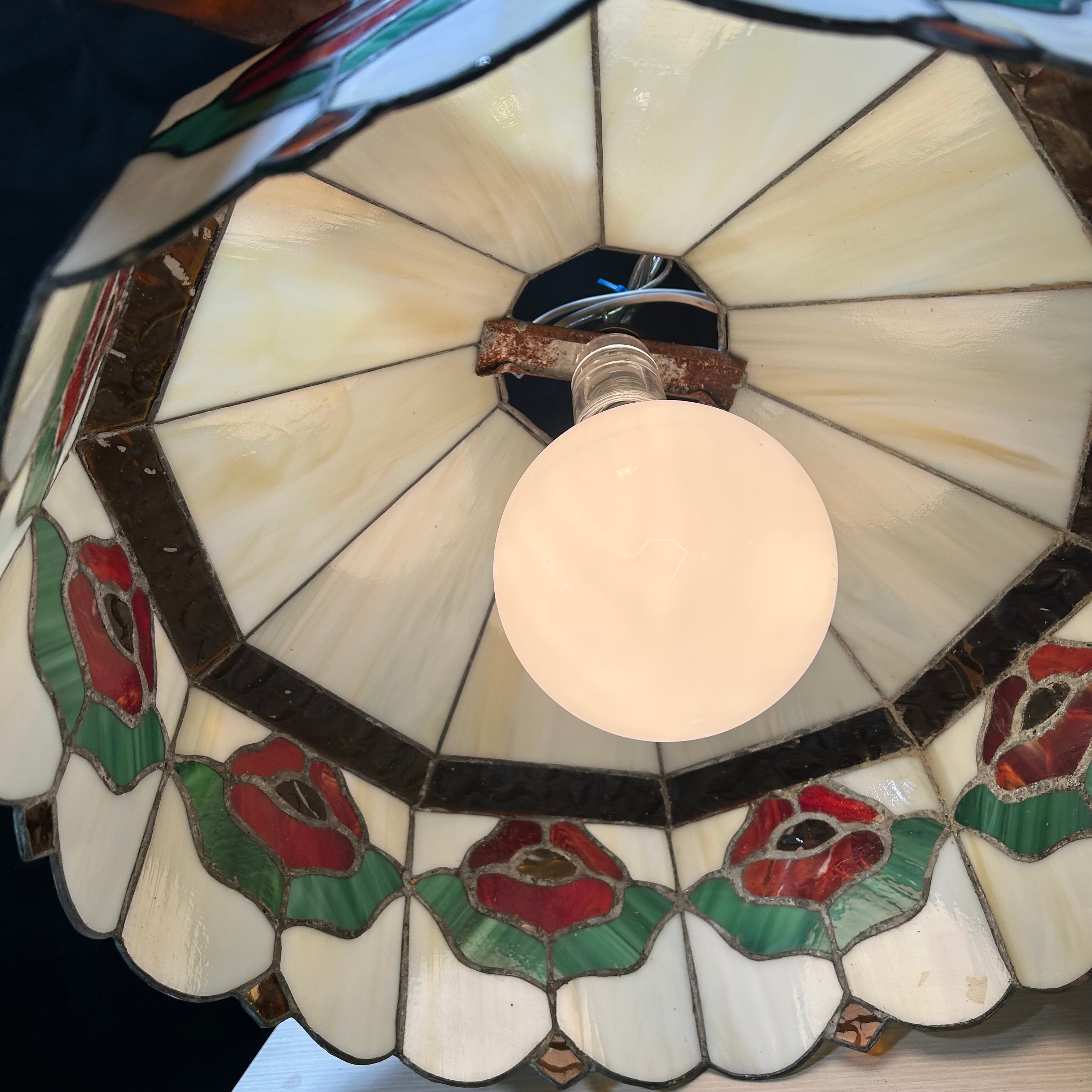 Vintage Tiffany Style Stained Glass Chandelier 16"x 12"