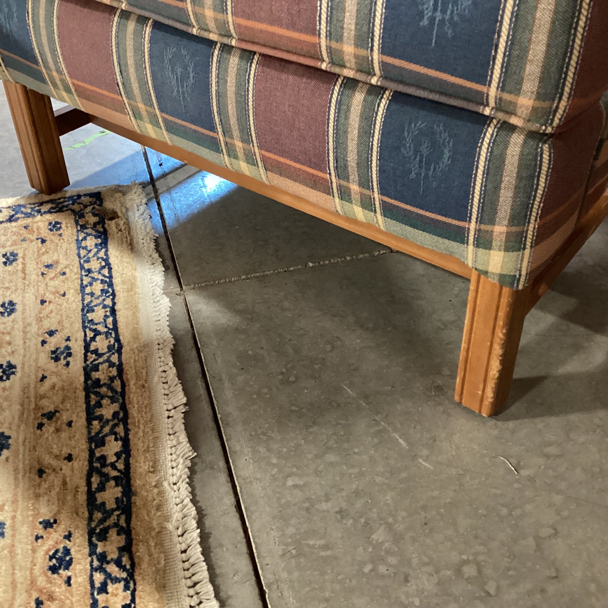 Loren Mitchell Blue Red Green with Crest Plaid Wing Chair 35"x 36"x 44"