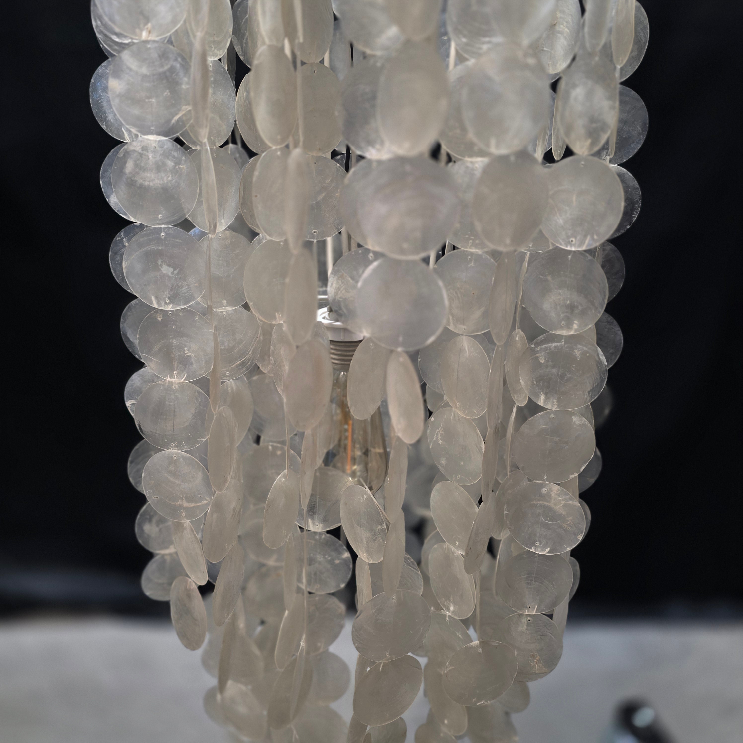 Capiz Shell Single Light Chandelier 12"Dx36"