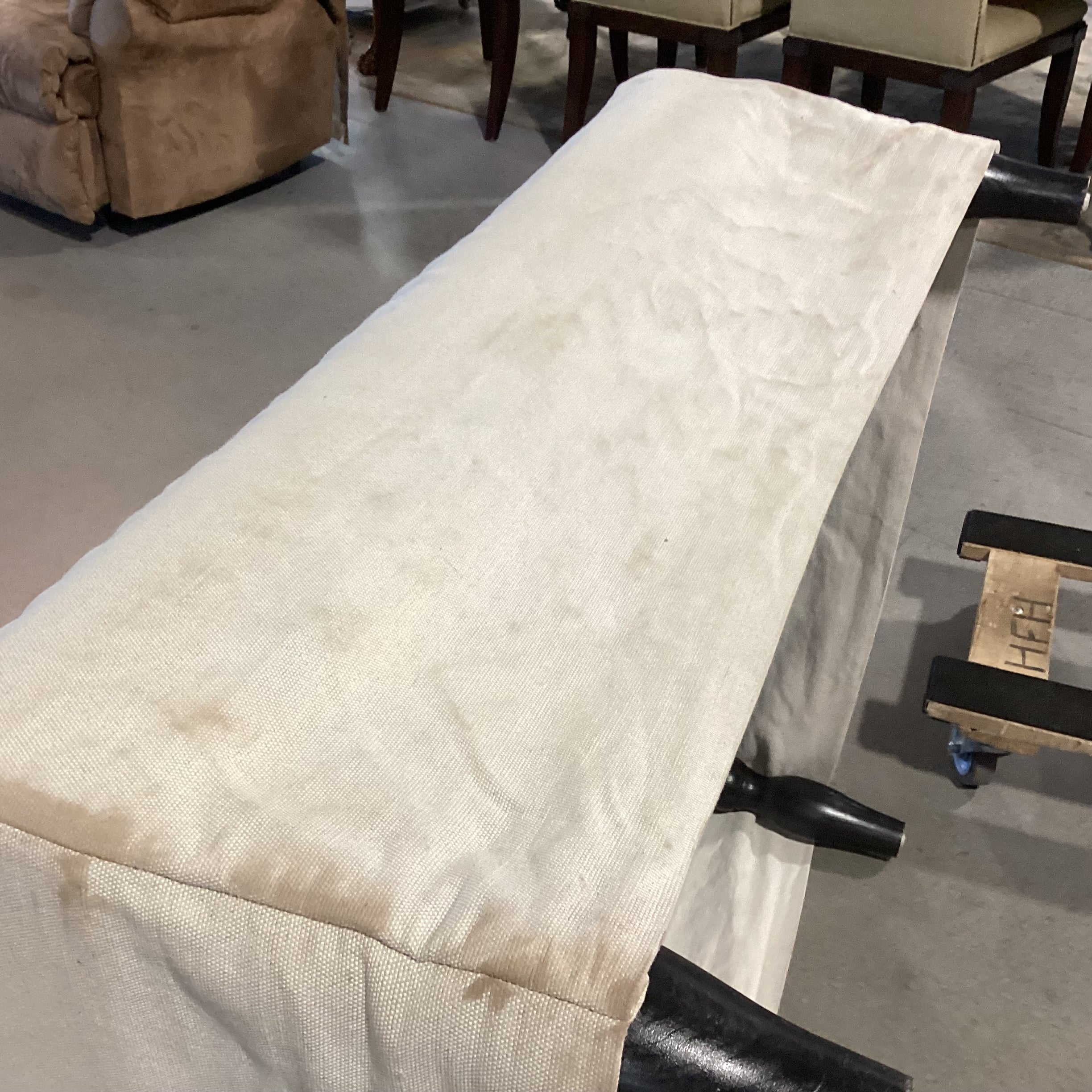 Floral Linen Slipcovered Ottoman 42"x 37"x 17"