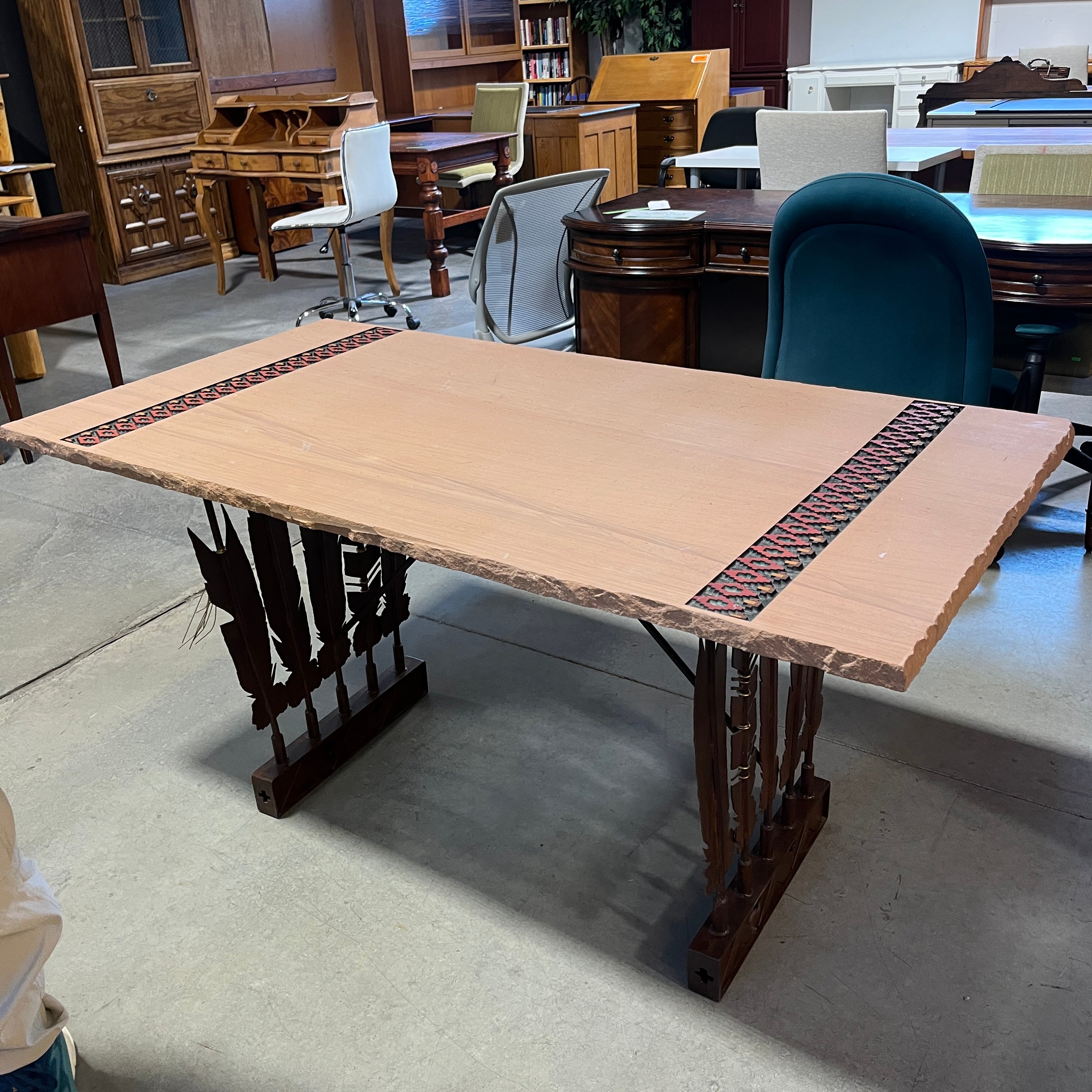 Custom Stone & Iron Southwest Detail Desk 61"x 30.5"x 29"