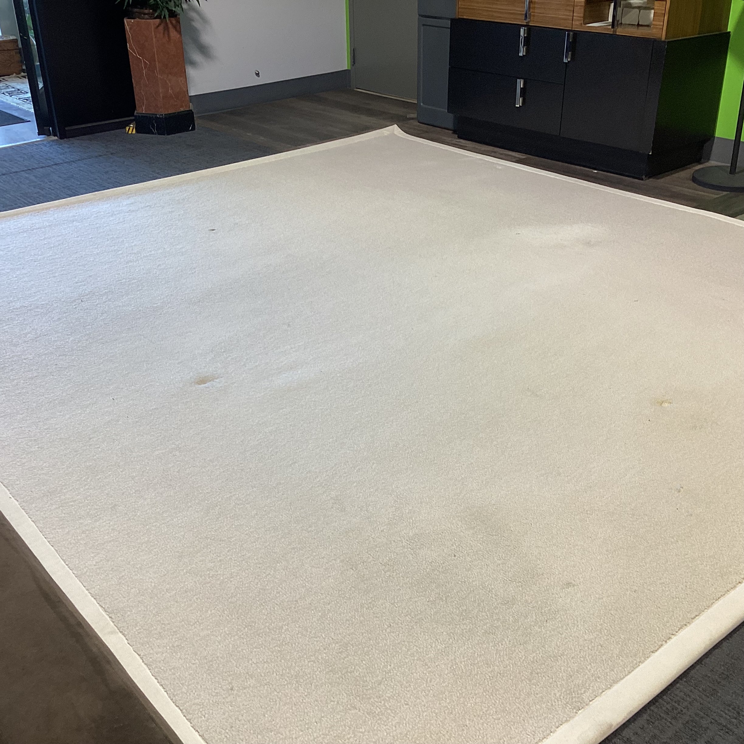 Custom Ivory & Cream Cut & Loop Wool with Border Rug 11' 7" x 13'