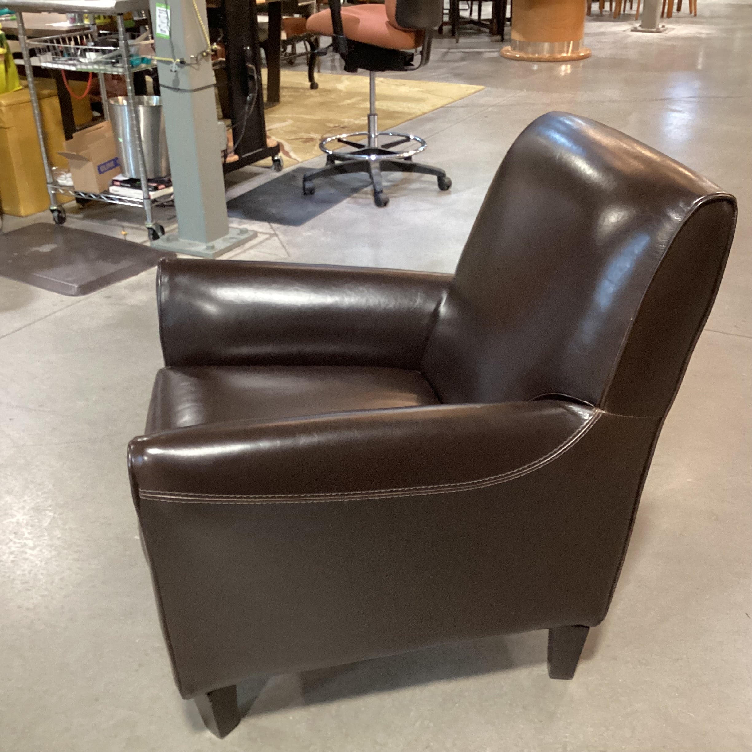 Calia Italia Brown Leather Chair 31"x 31"x 34"
