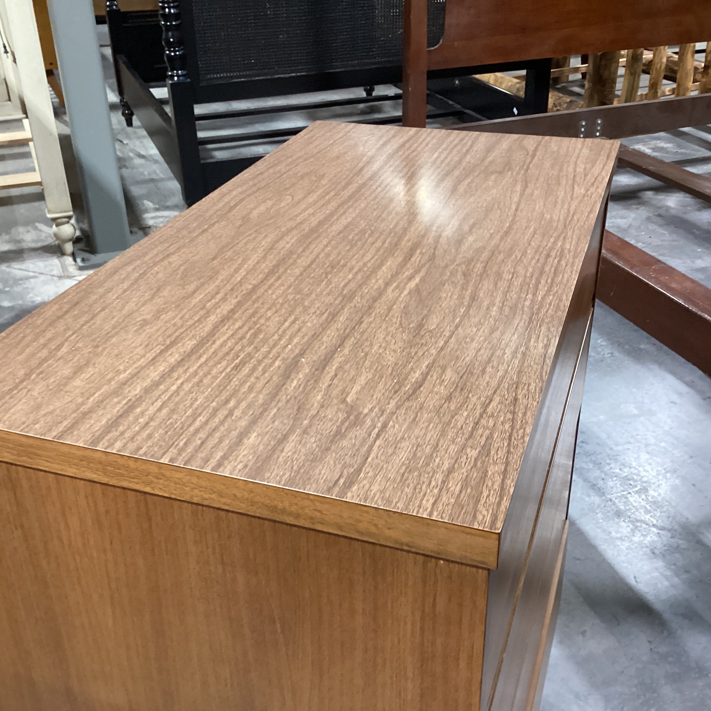 Mid Century Walnut & Veneer 4 Drawer Chest 34"x 18"x 42"