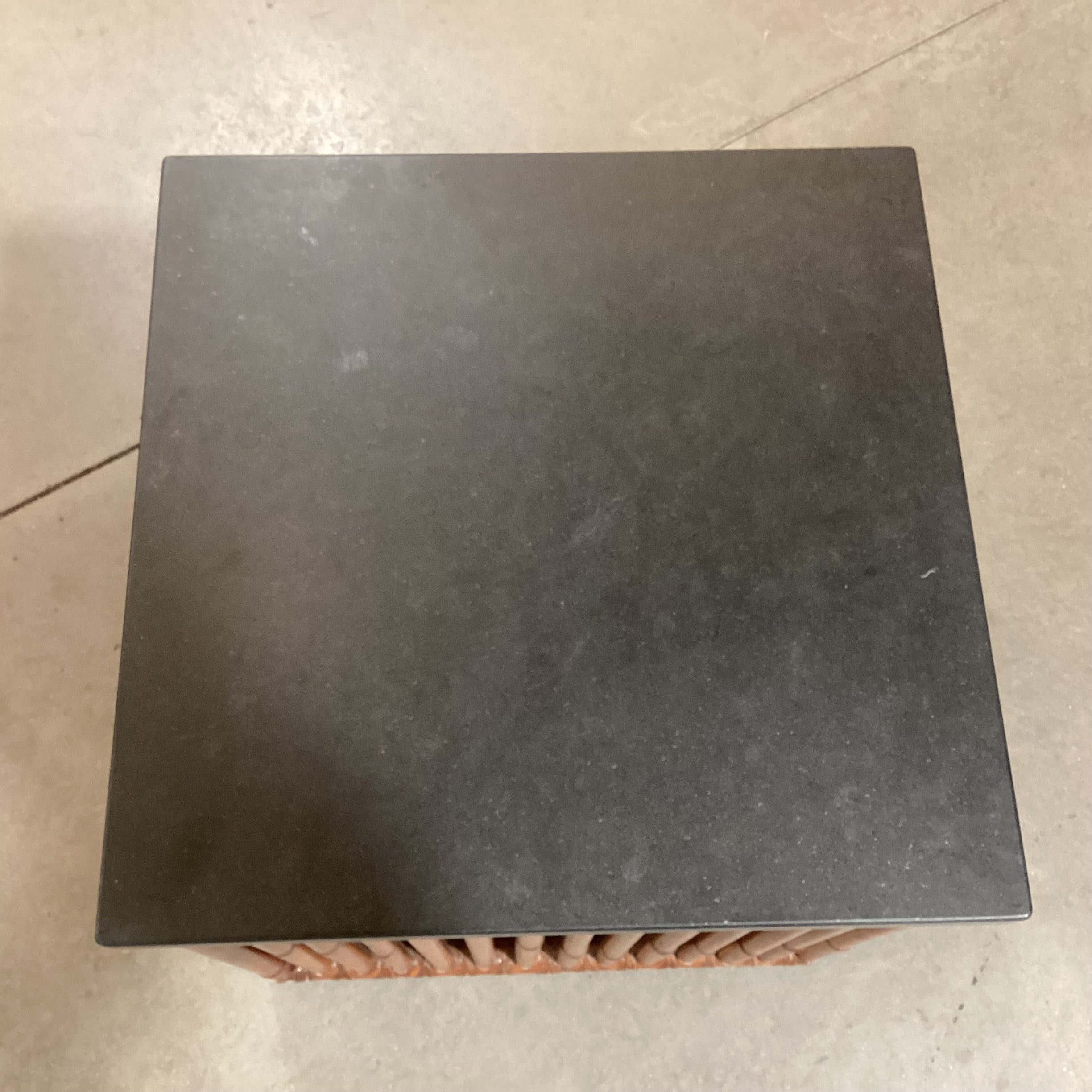 Bamboo Leather Wrapped & Black Granite End Table 19.5"x 19.5"x 19.5"