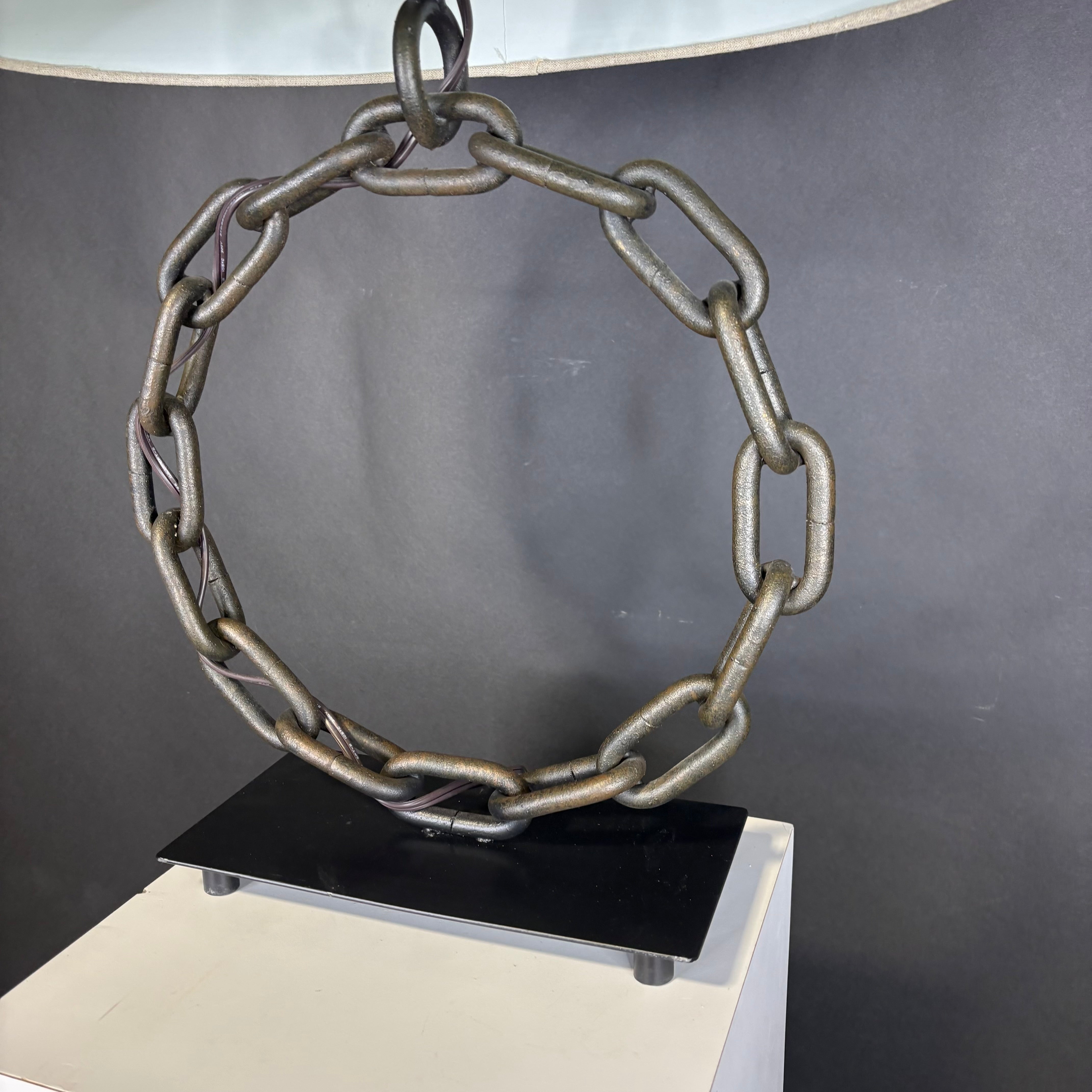 Regina Andrews Iron Chain Link with Shade Table Lamp 18”x 10”x 30”