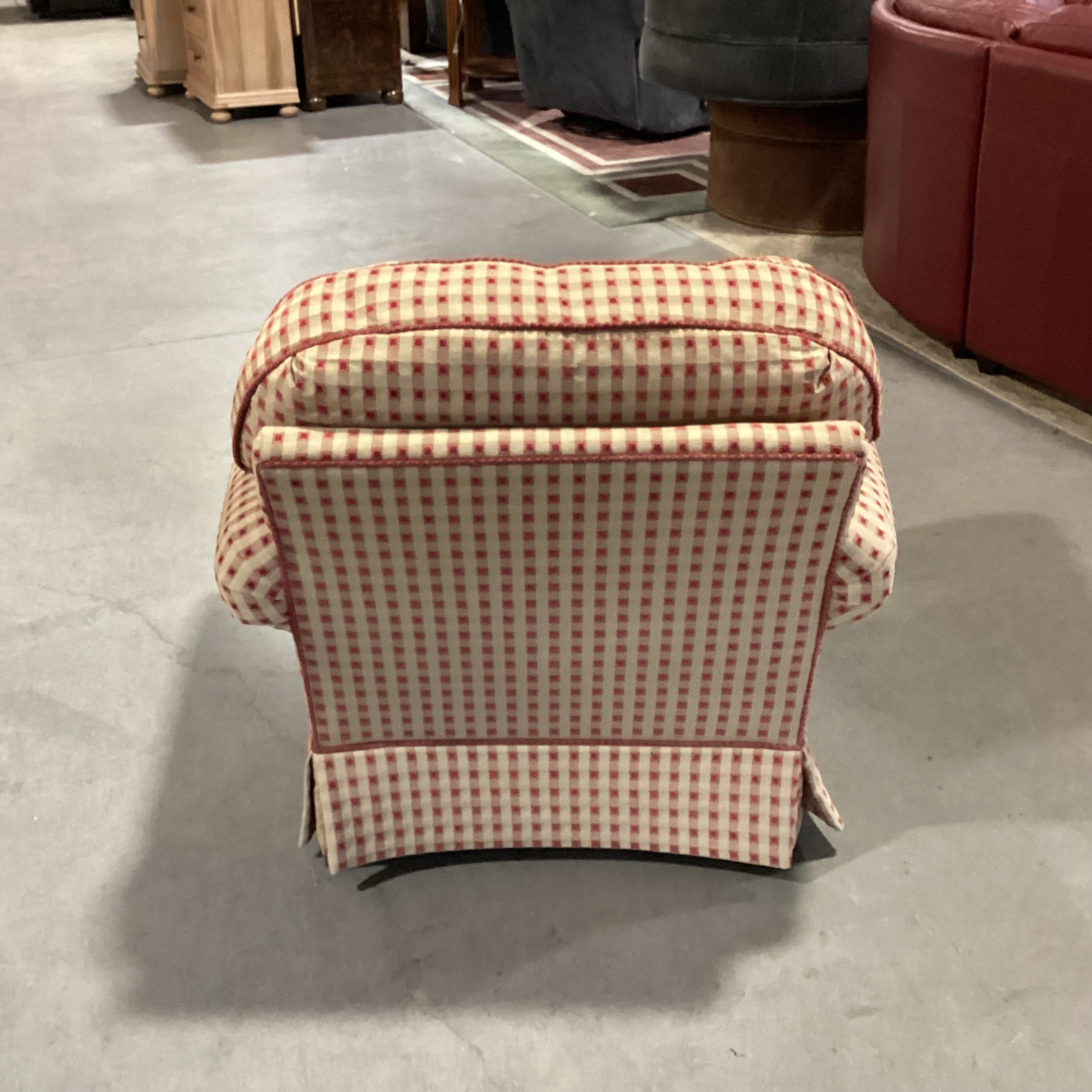 Slifer Designs Red & Tan Raised Checker with Ottoman Chair 38"x 36"x 28"