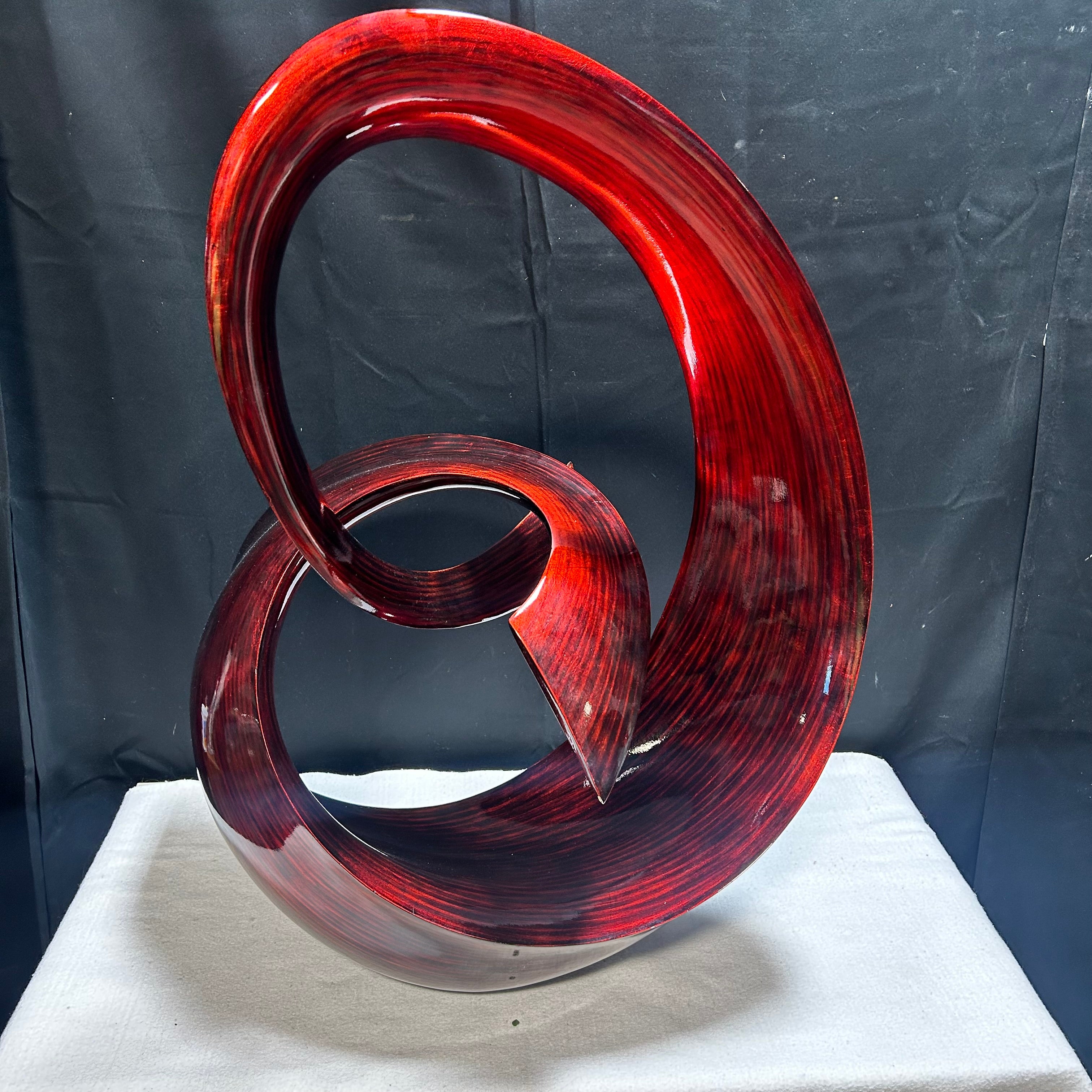 Red Wood Lacquer Abstract Sculpture 22"x19"x 31"