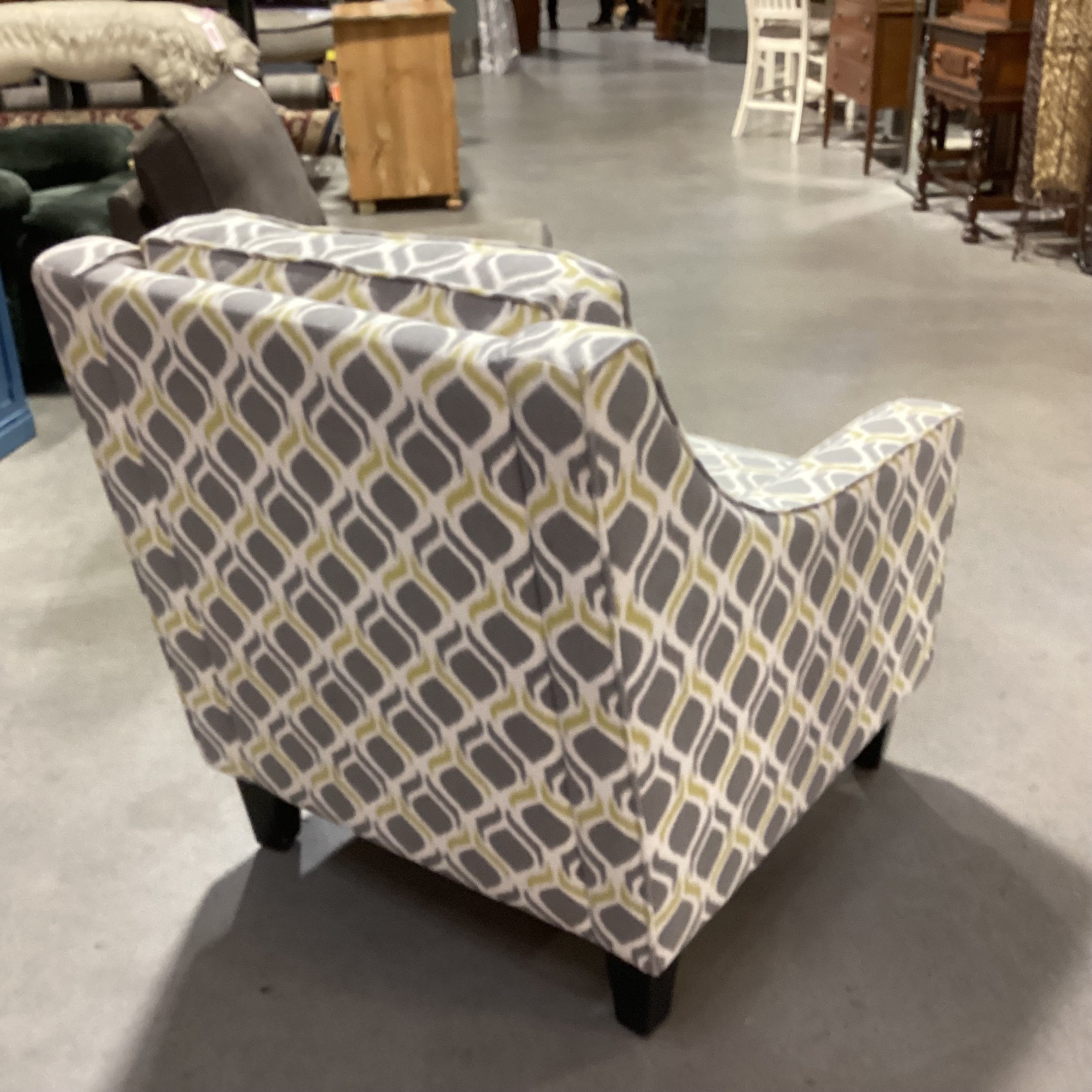 Cream Grey Gold Pattern Slope Chair 30"x 34"x 34"