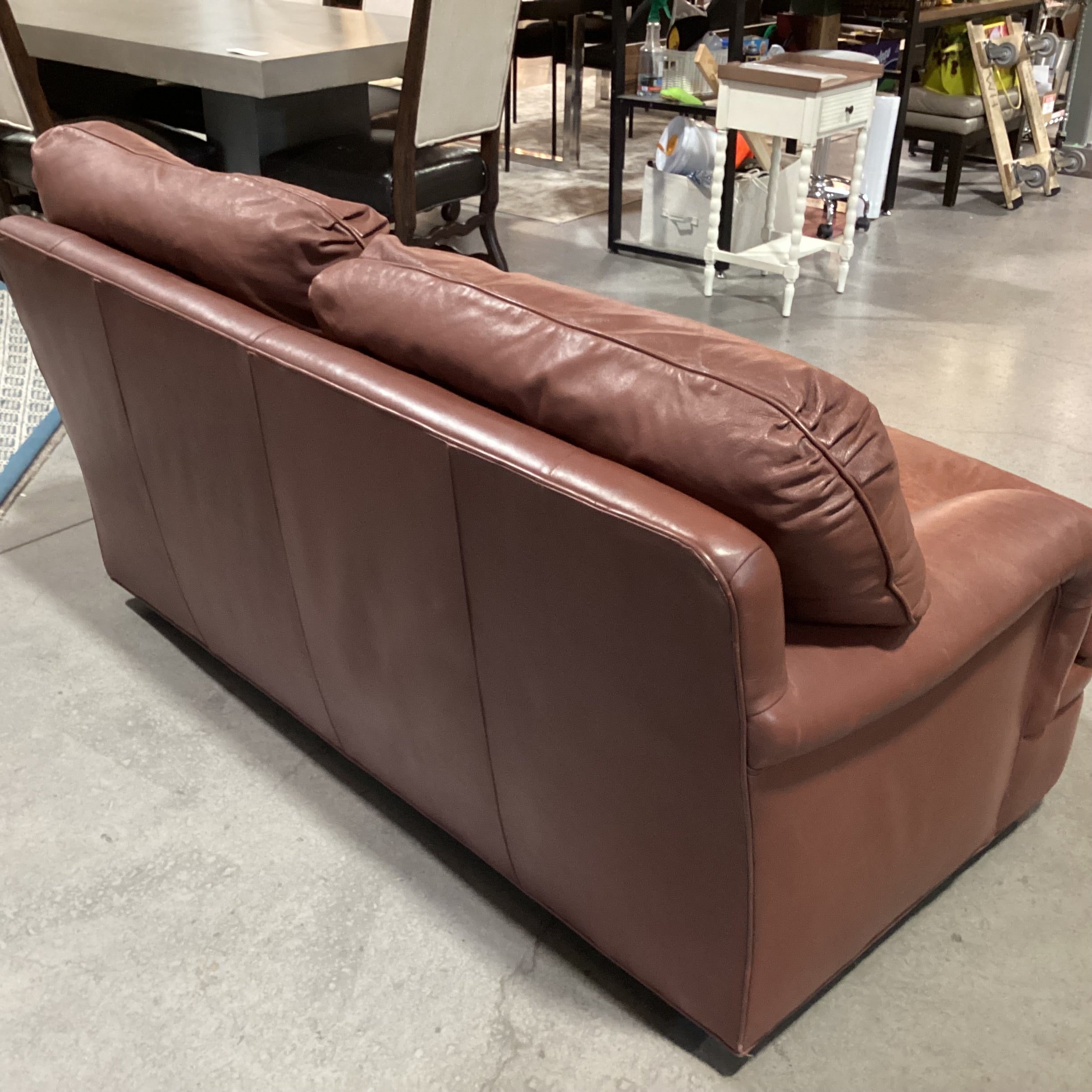 Hancock & Moore Brown Leather Down Mix Loveseat Sofa 66"x 39"x 35"