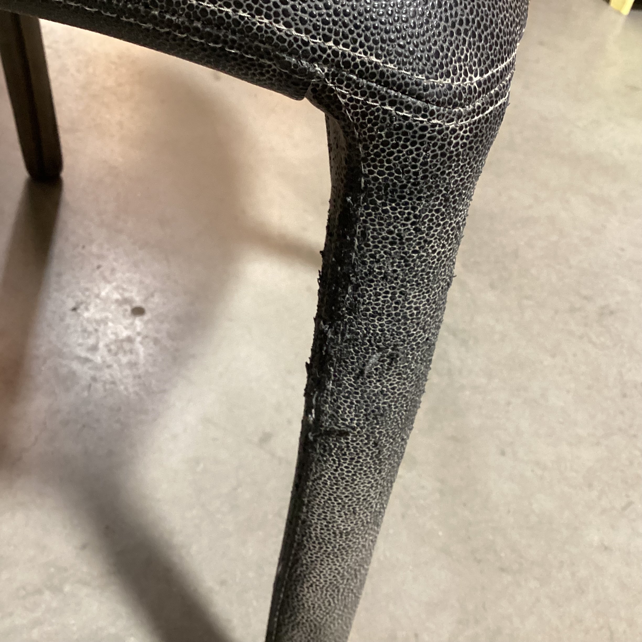 SET of 4 Dom Italia Distressed Grey Shagreen Style Leather Opera Dining Chairs 21"x 20"x 33"