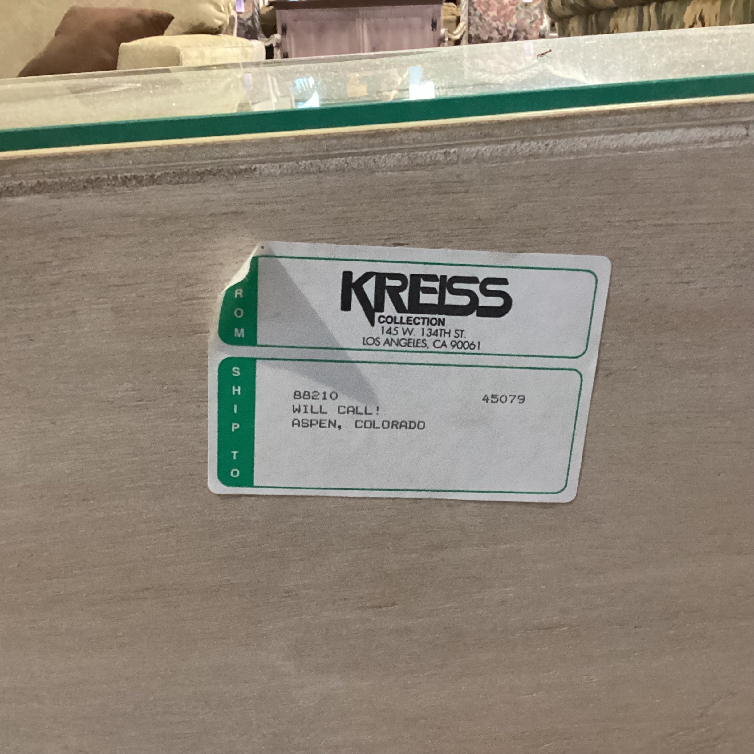 Kreiss Collection Natural Solid Carved Wood 2 Drawer Glass Top End Table 36"x 24"x 23"