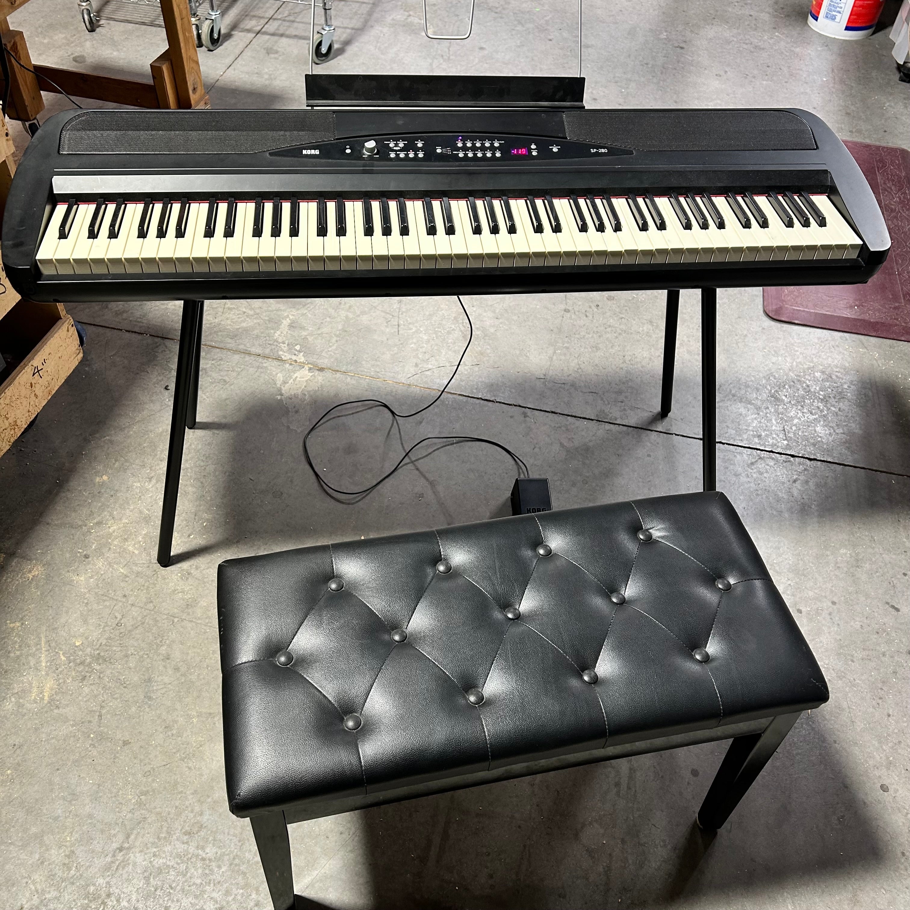 Korg SP-280 Electric Piano With Bench 52"x 16"x 31"