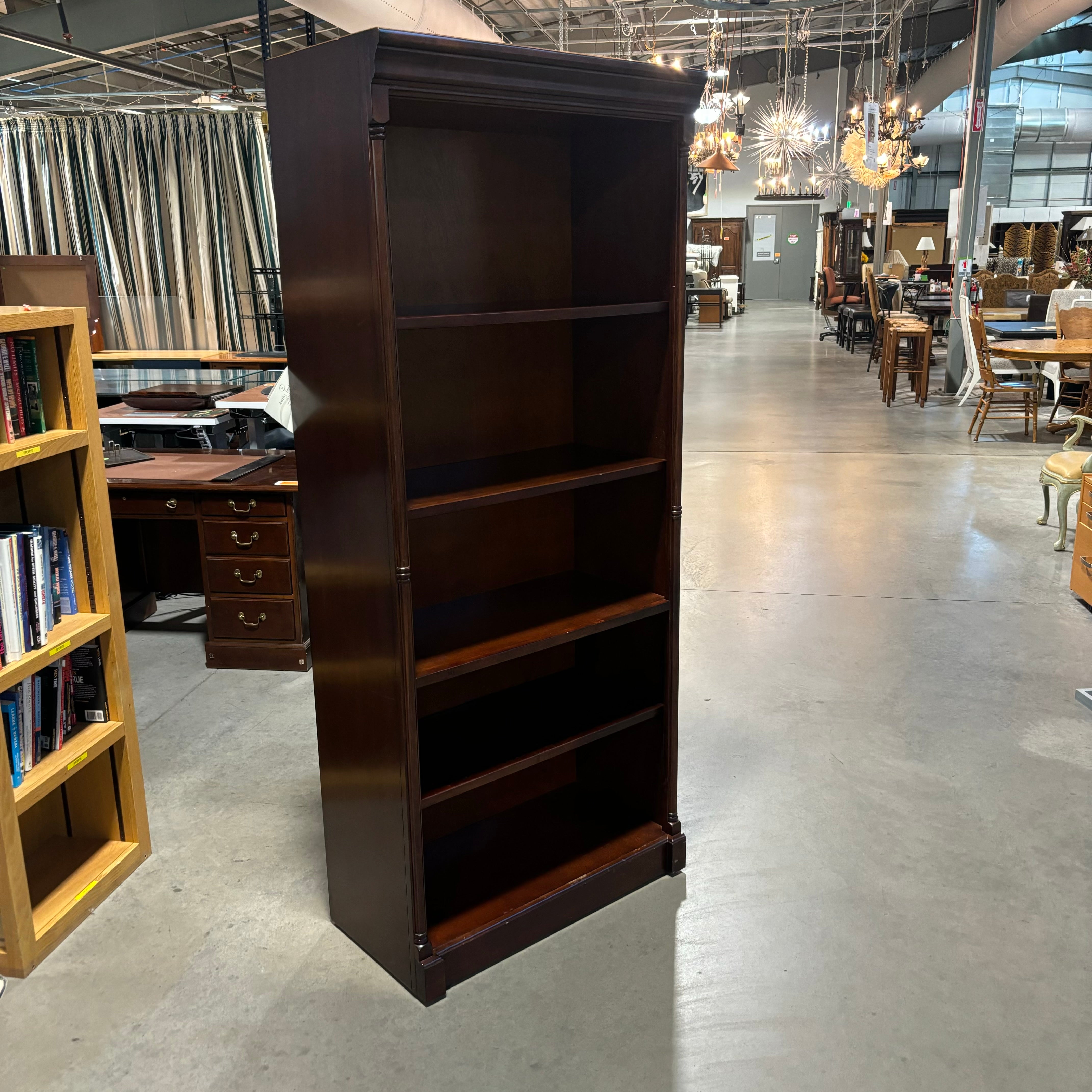 Kathy Ireland Home Dark Finish Solid Wood 4 Shelf Solid Wood 4 Shelf Adjustable Bookcase 34"x 18"x 80"