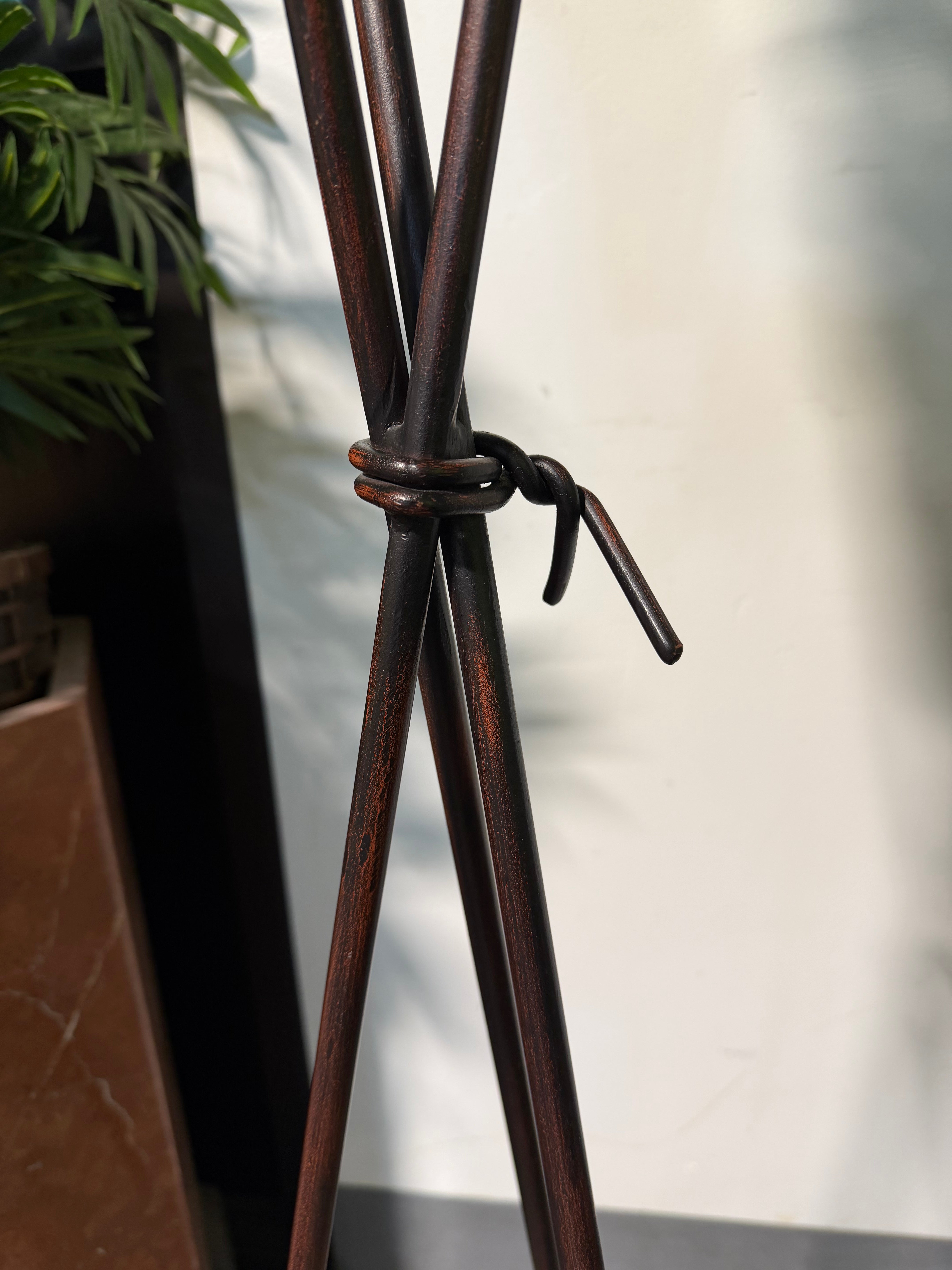 Ornamental Iron & Blown Glass Stand 14”x 14”x 59”