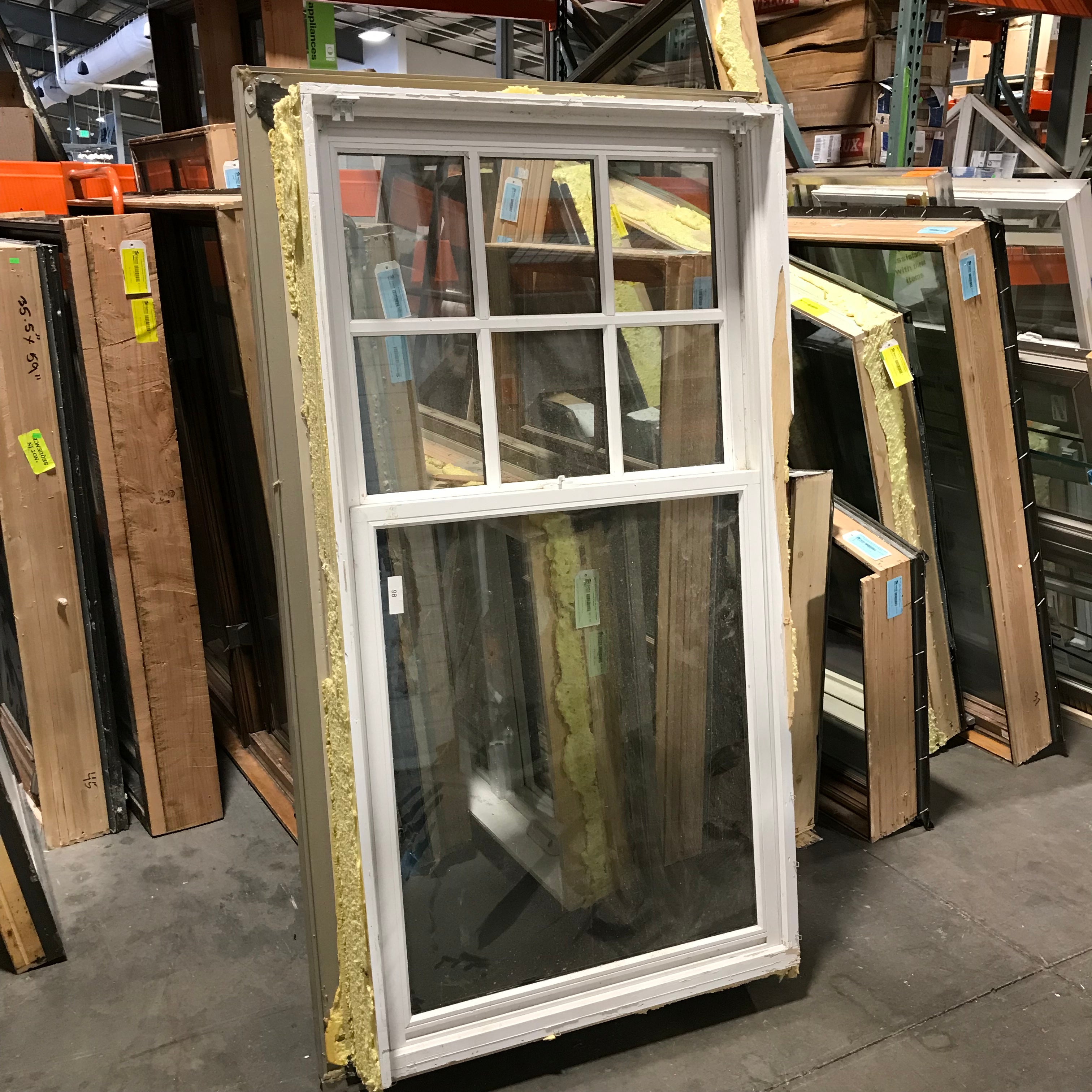 35.75"x 68.5"x Tan Metal Clad Single Hung 6 Pane Upper Sash Exterior Window