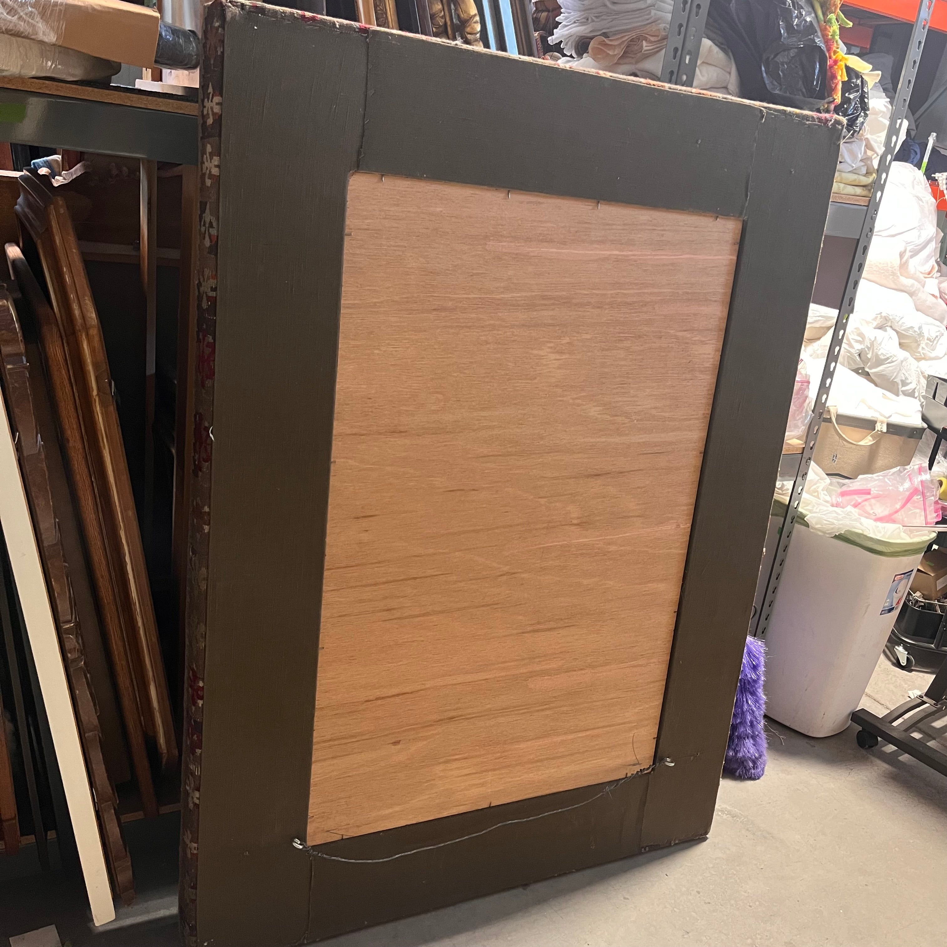 Large Kilim Wrapped Beveled Wall Mirror; 42"x 46"x 5.5"