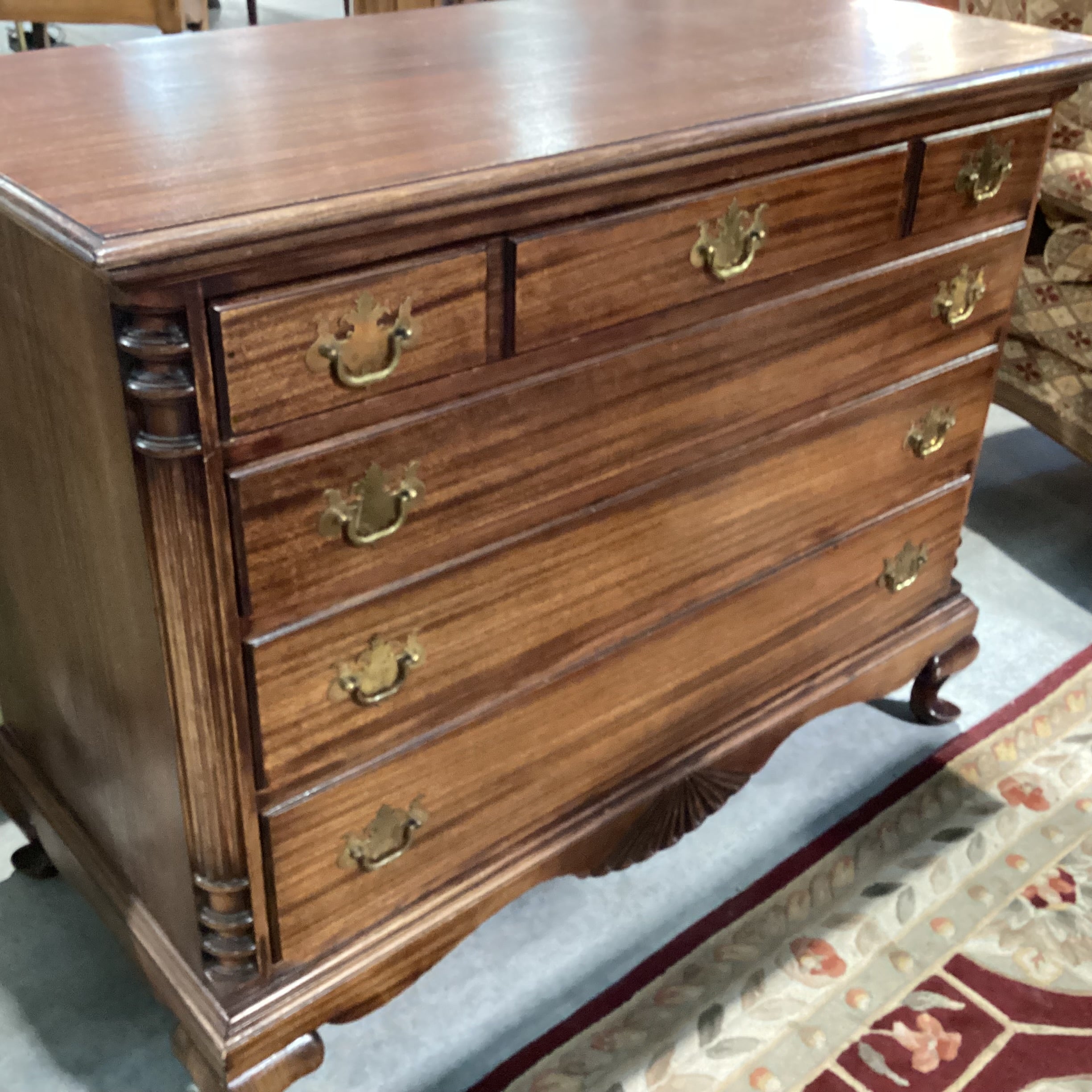 Antique Finished Mahogany 4 Drawer Chest 45"x 21"x 36"