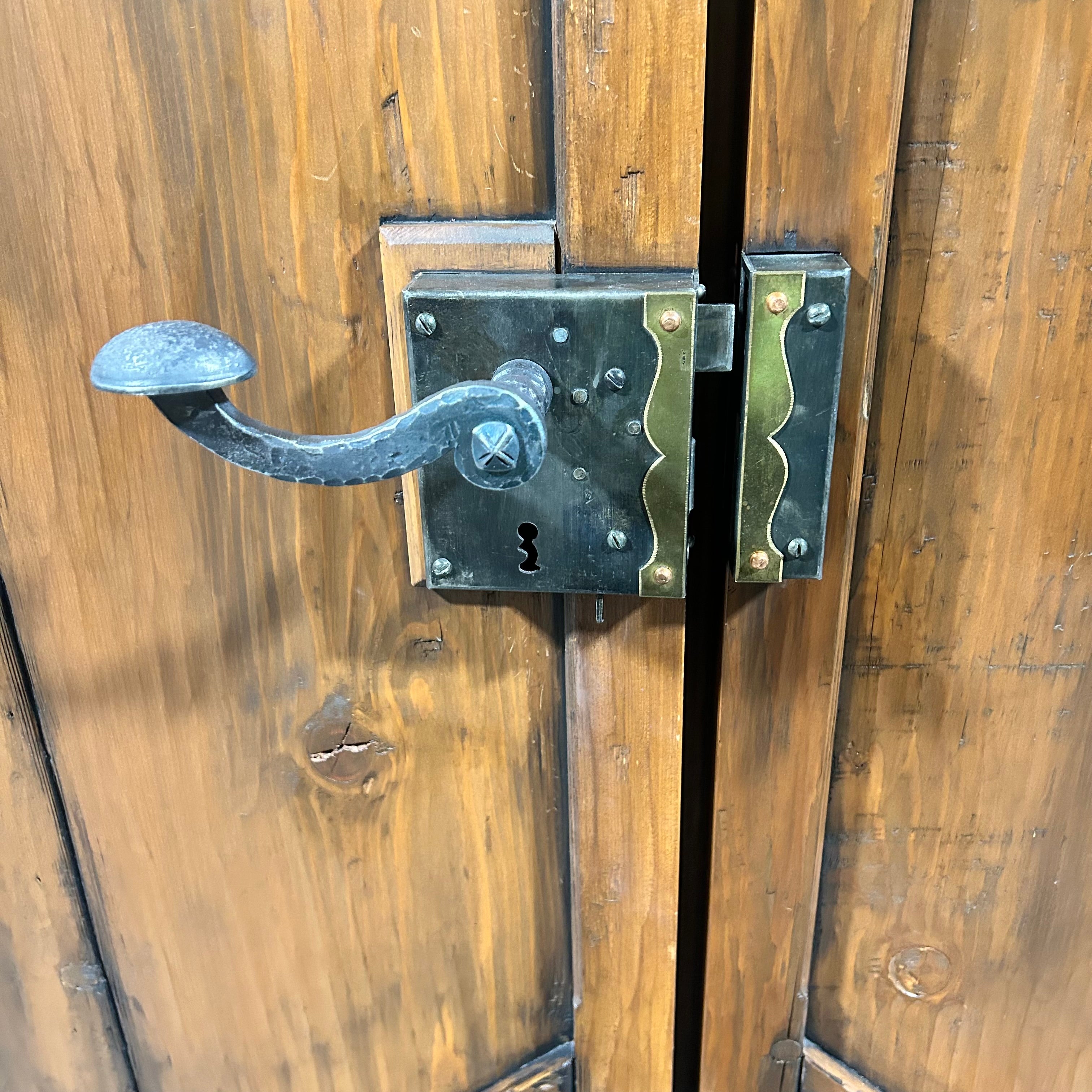 25.5"x 86.5"x 2" PAIR of Rustic Pine Closet Doors with Iron Hardware Accents