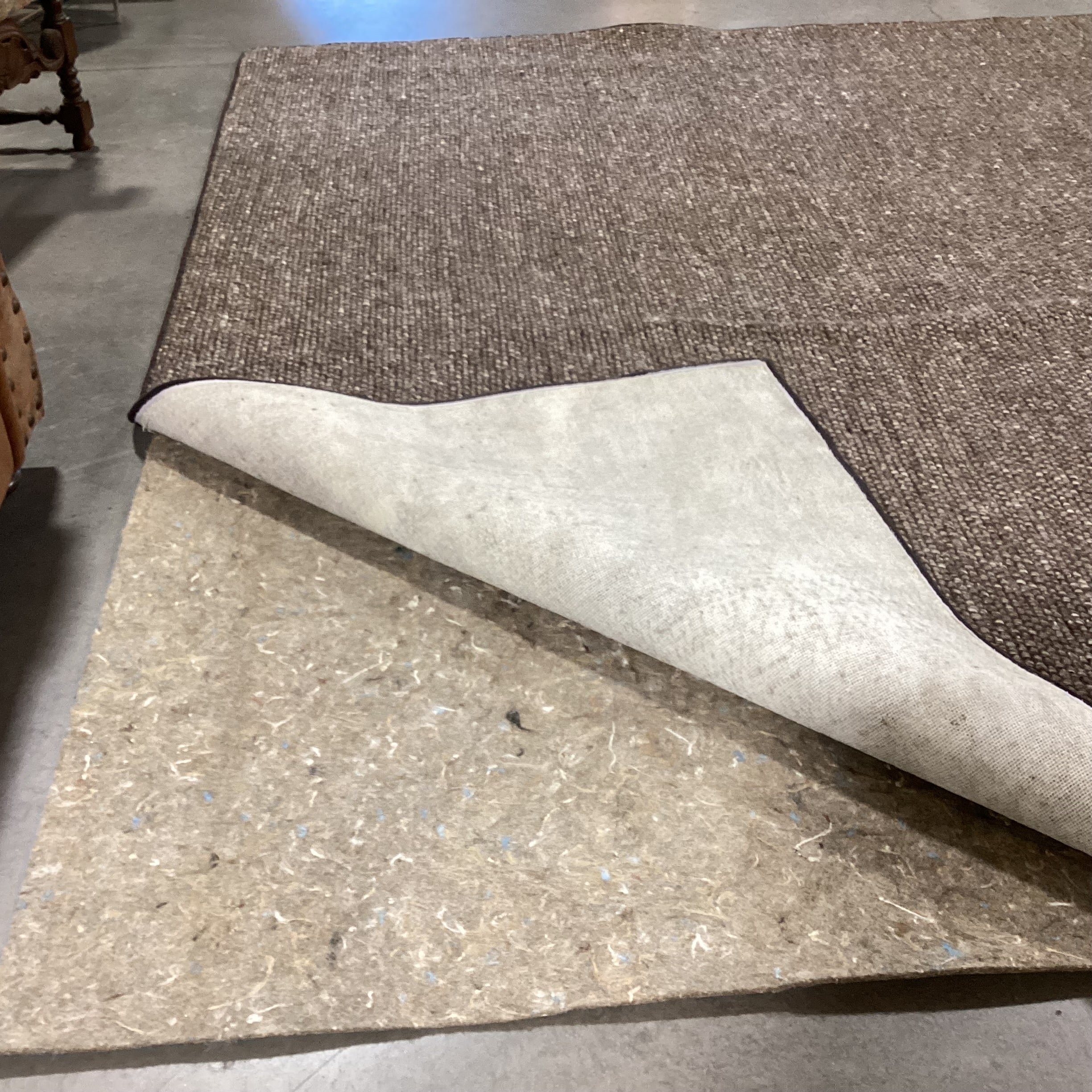Custom Taupe Brown Loop Woven Wool with Pad Rug 8'x10'