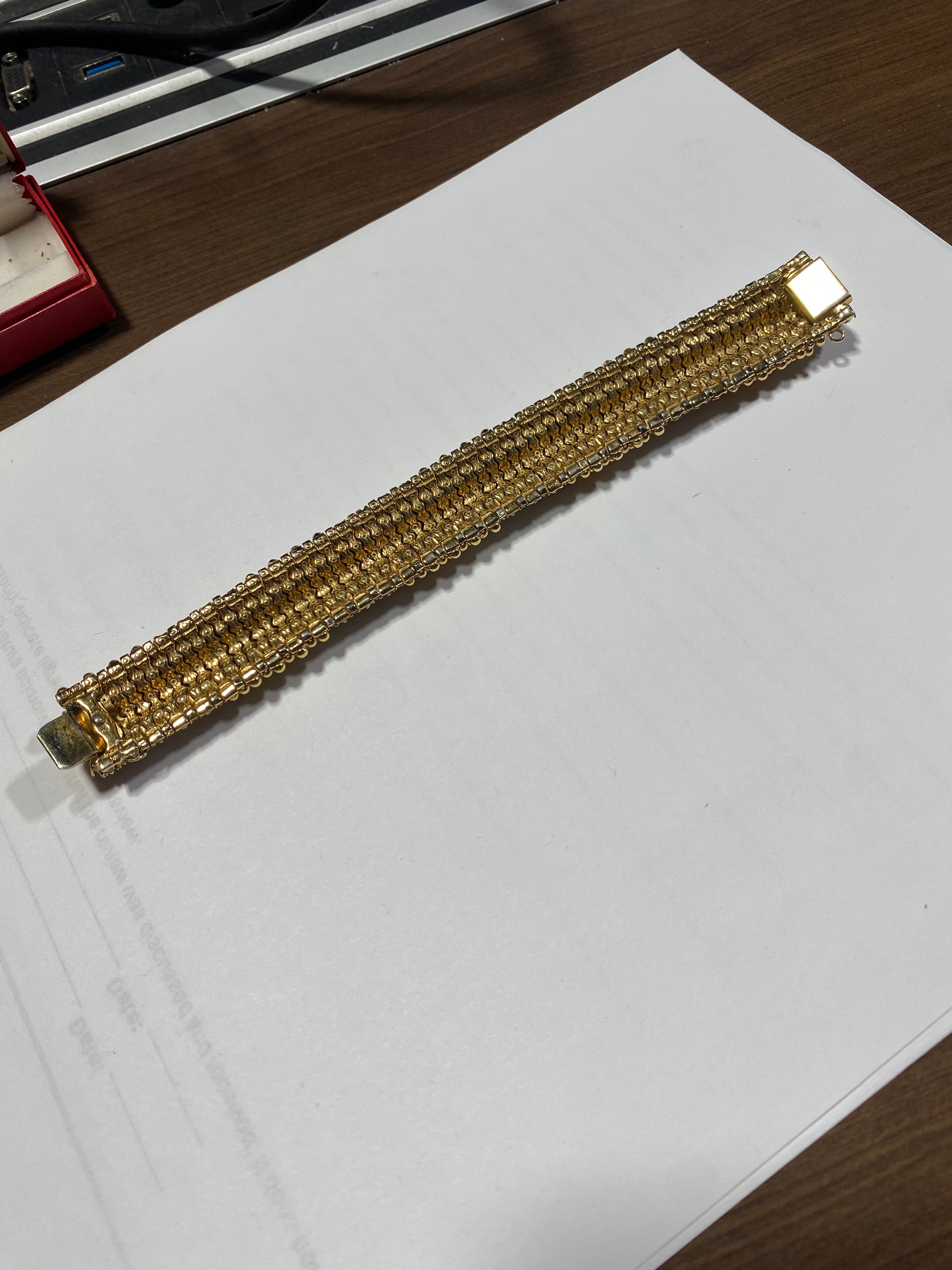 Ciner Vintage 1960's Gold Plated Crystal Bracelet 7.25"x 1"