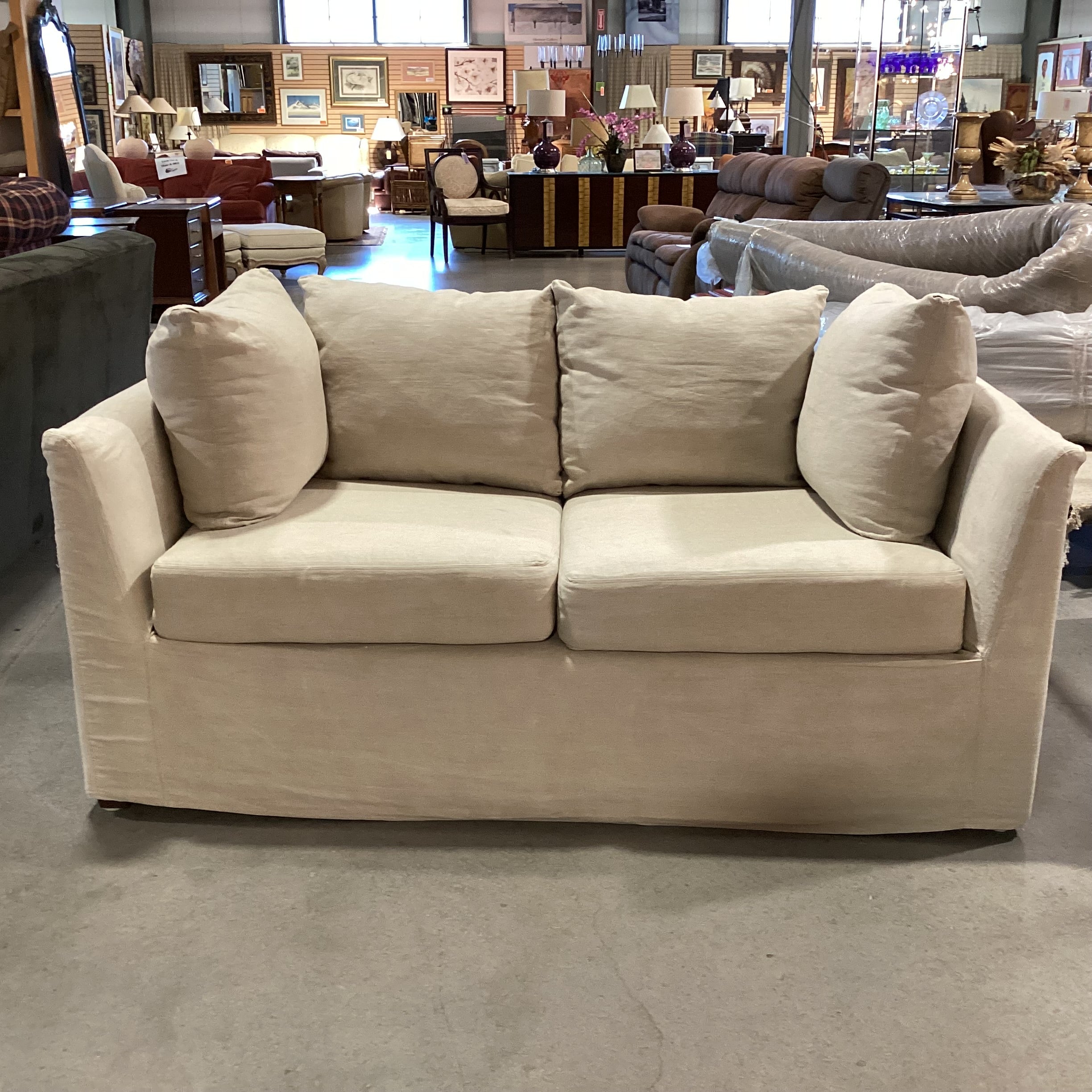 Linen Slipcovered Loveseat Sofa 68"x 34"x 29"