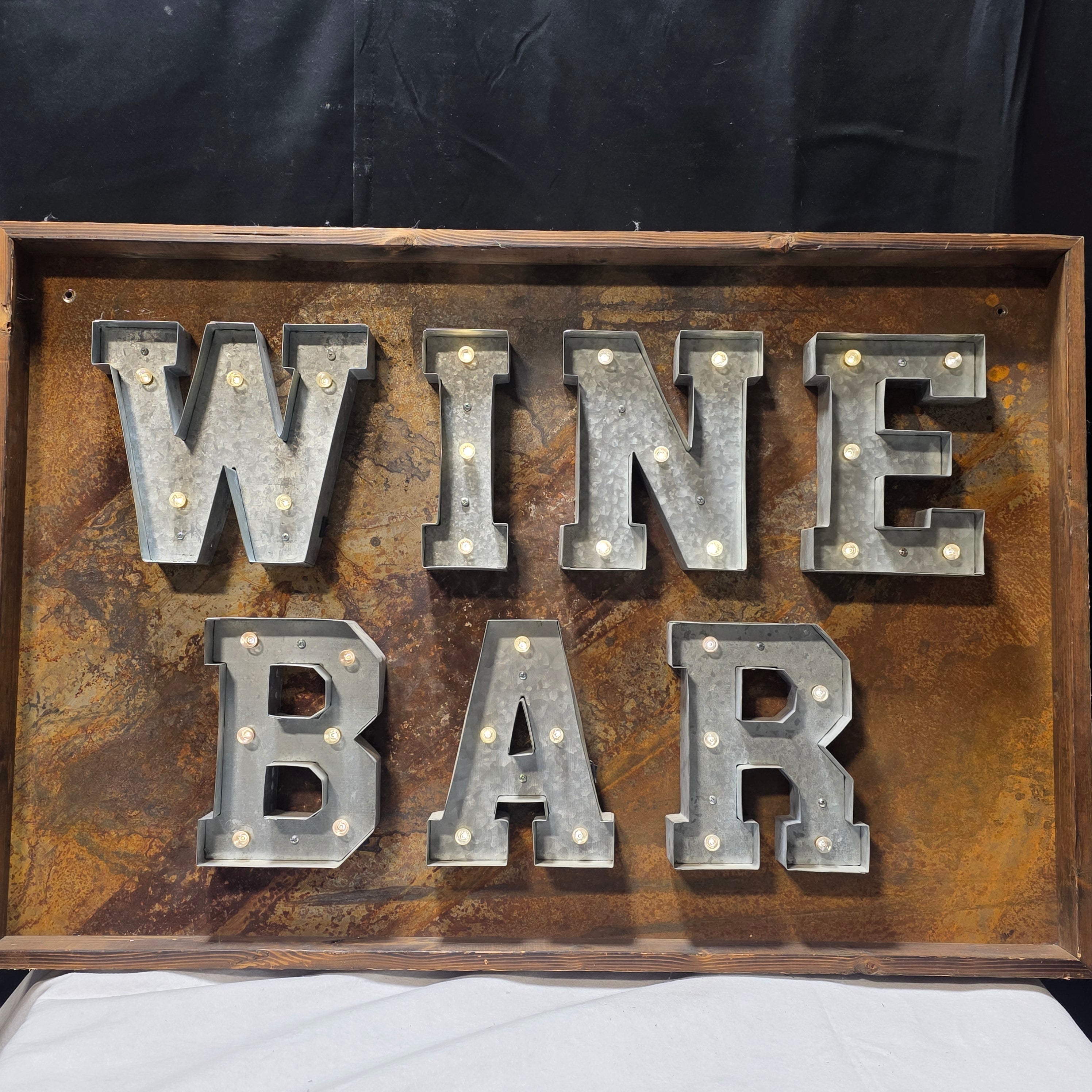 Rustic Wine Bar Sign with Pulsing Lights 41"x3"x27"