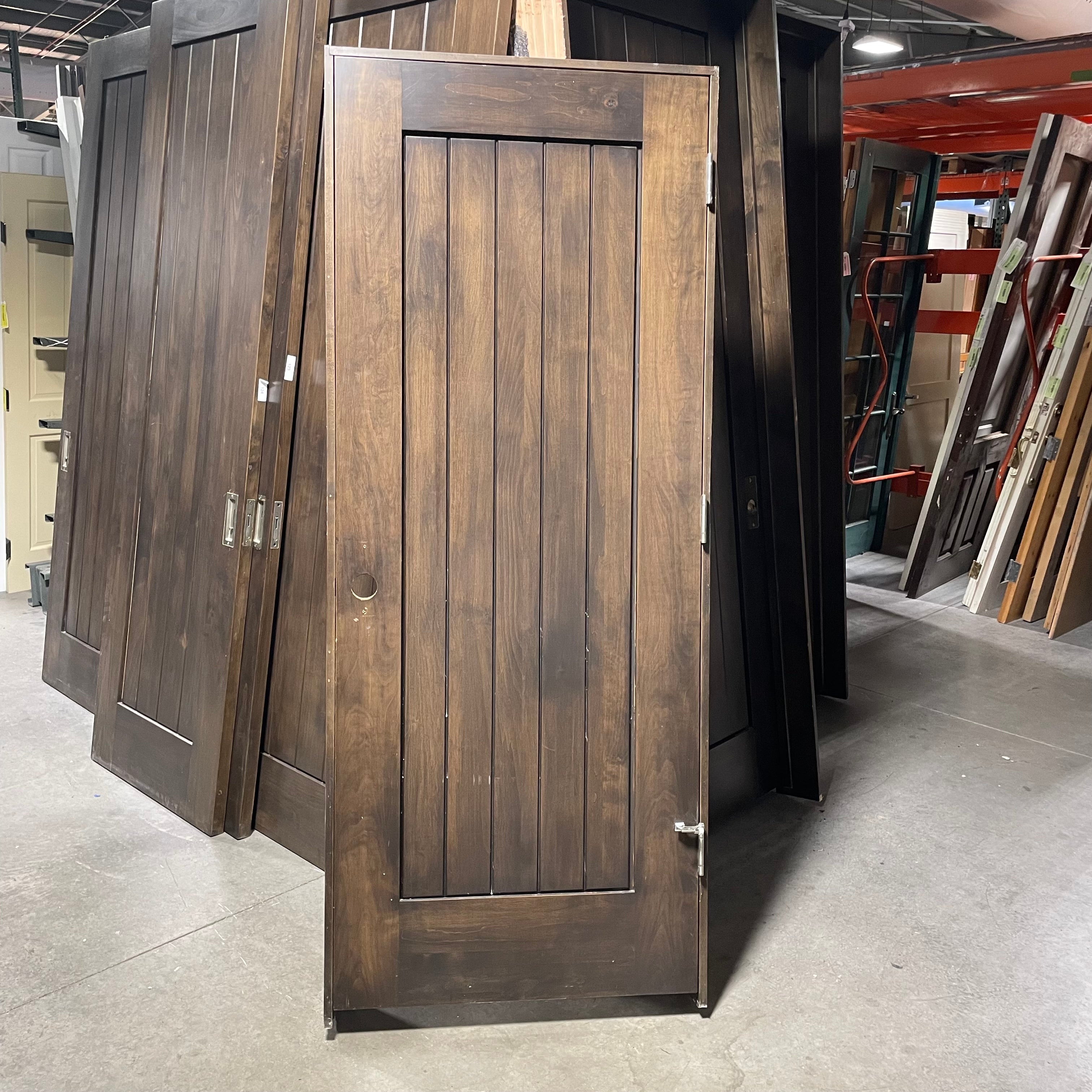 31.75"x 80"x 1.75" Rough Opening 33.5"x 82.5"x 6.75" Brown Vertical Lined Walnut Interior Door with Jamb