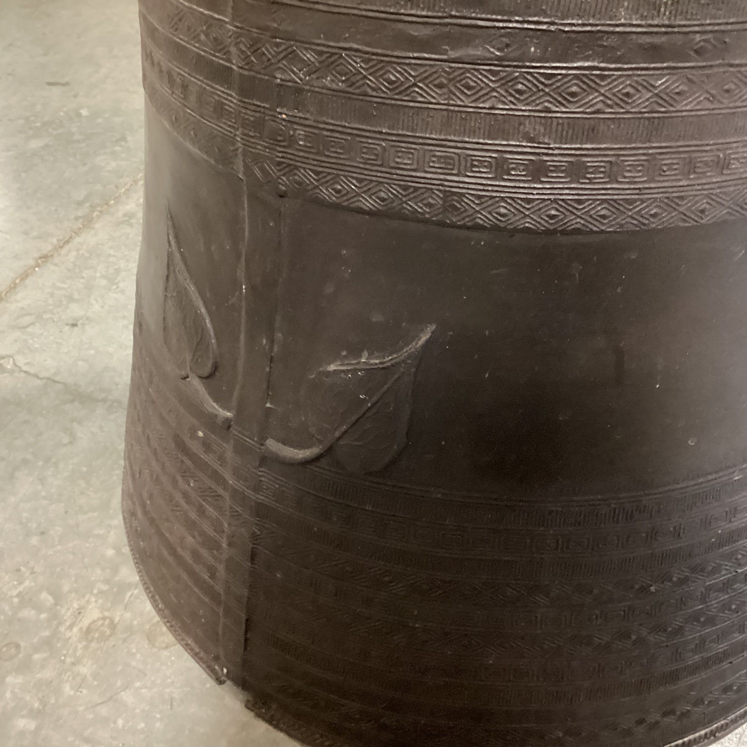 Asian Bronze Rain Drum Style Accent Table 21" Diameter x 24"