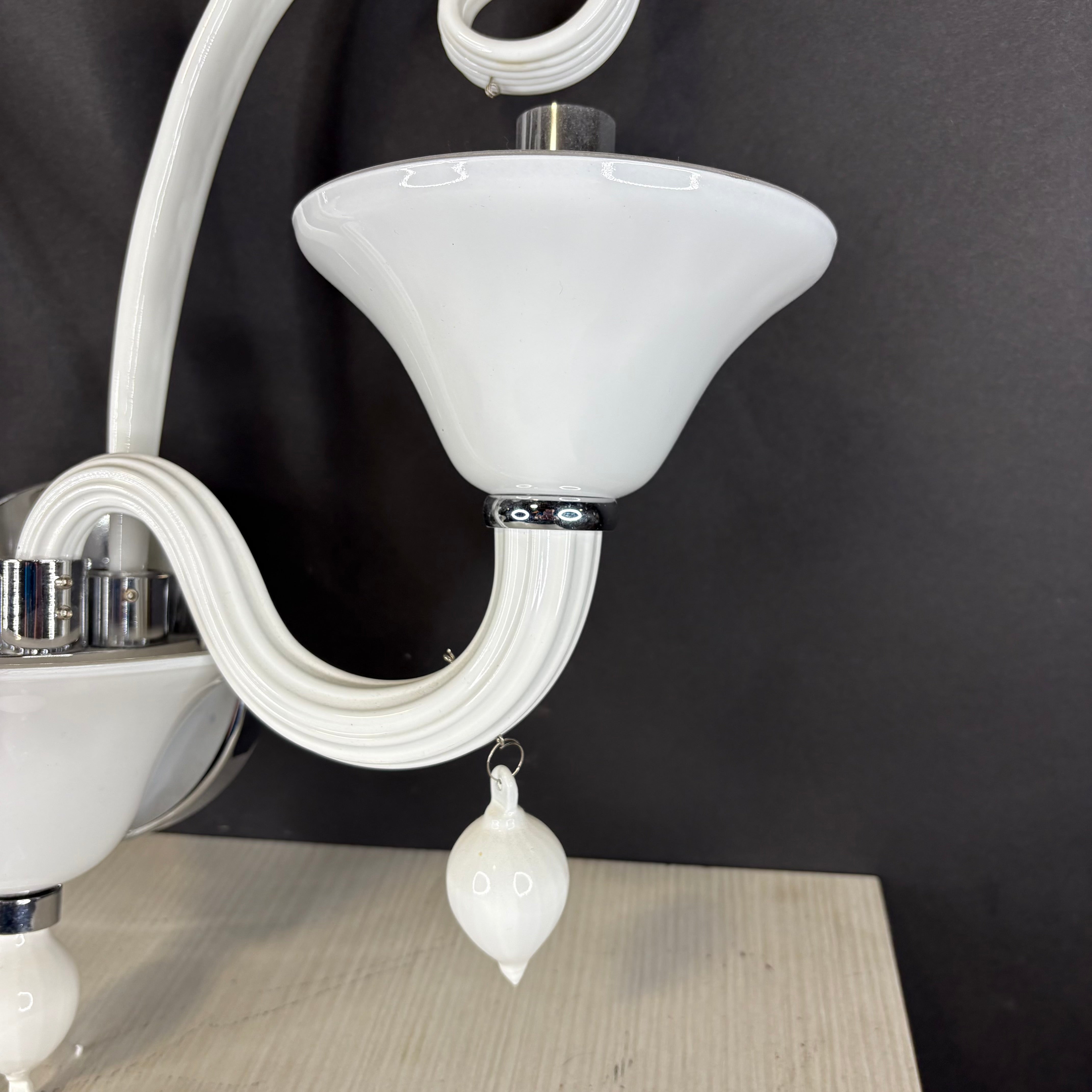 Cyan Designs 2-Light Chrome and White Murano Glass Wall Sconce 18”x 18”x 8”