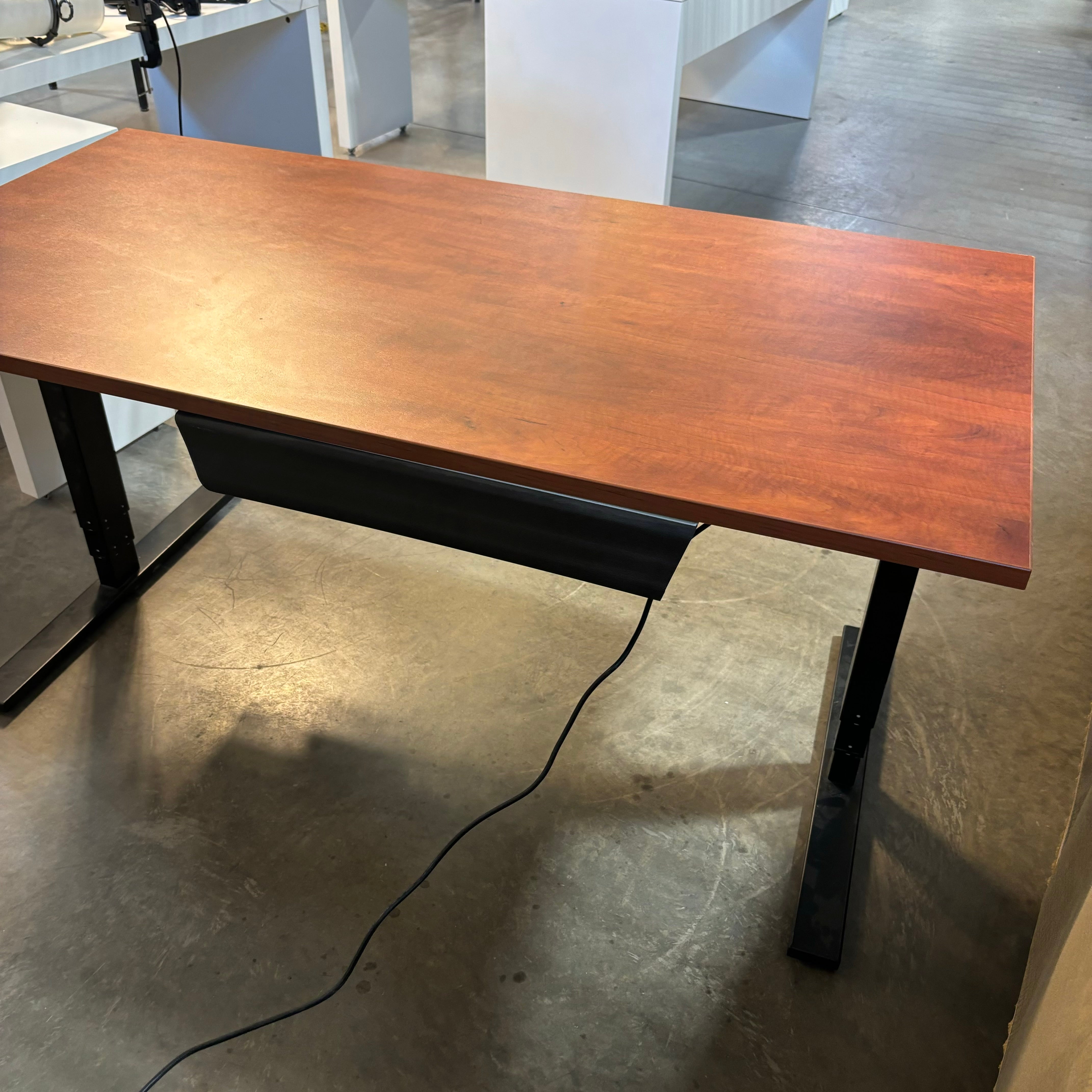 Uplift Red Wood Veneer Style  Adjustable Height Standing Desk 60"x 30"x 24" to 50"