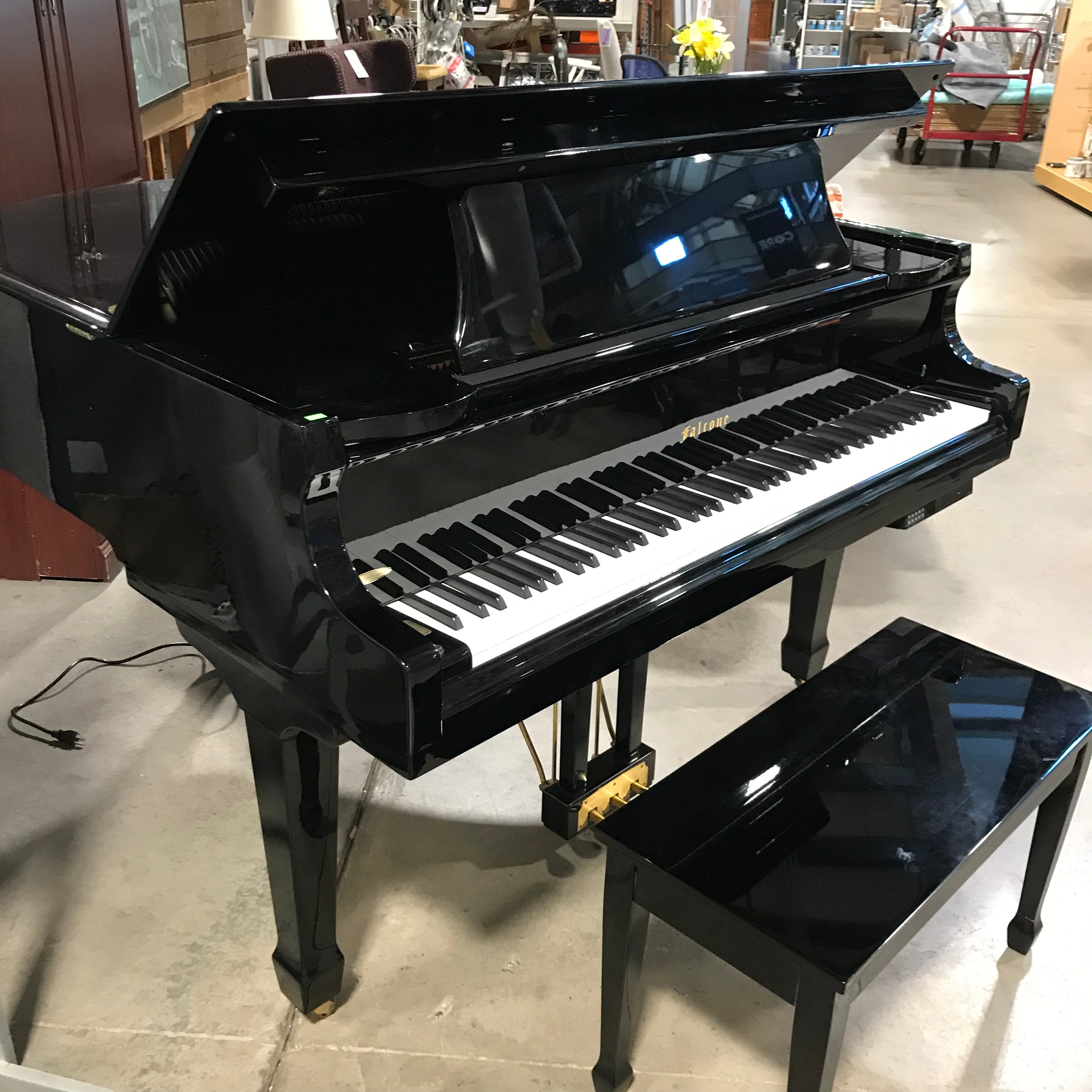 Falcone Piano Baby Grand GF-42 Black EBY-PL Serial ID8220 Self Playing Piano Plus Bench and Some Player CDs