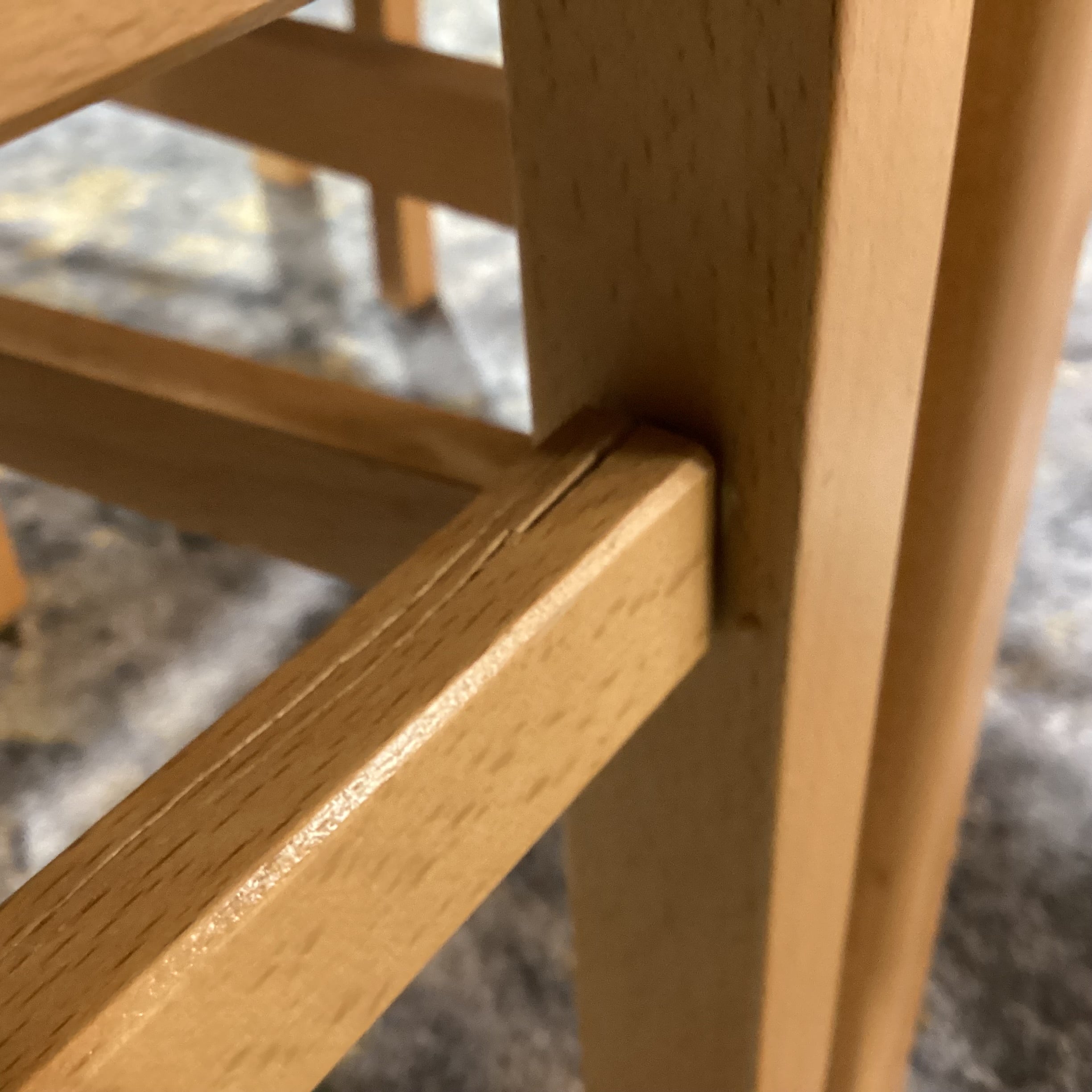 SET of 6 IMS SRL Made in Italy Arts & Crafts Style Italian Teak & Black Canvas Dining Chairs 18"x 21"x 42"