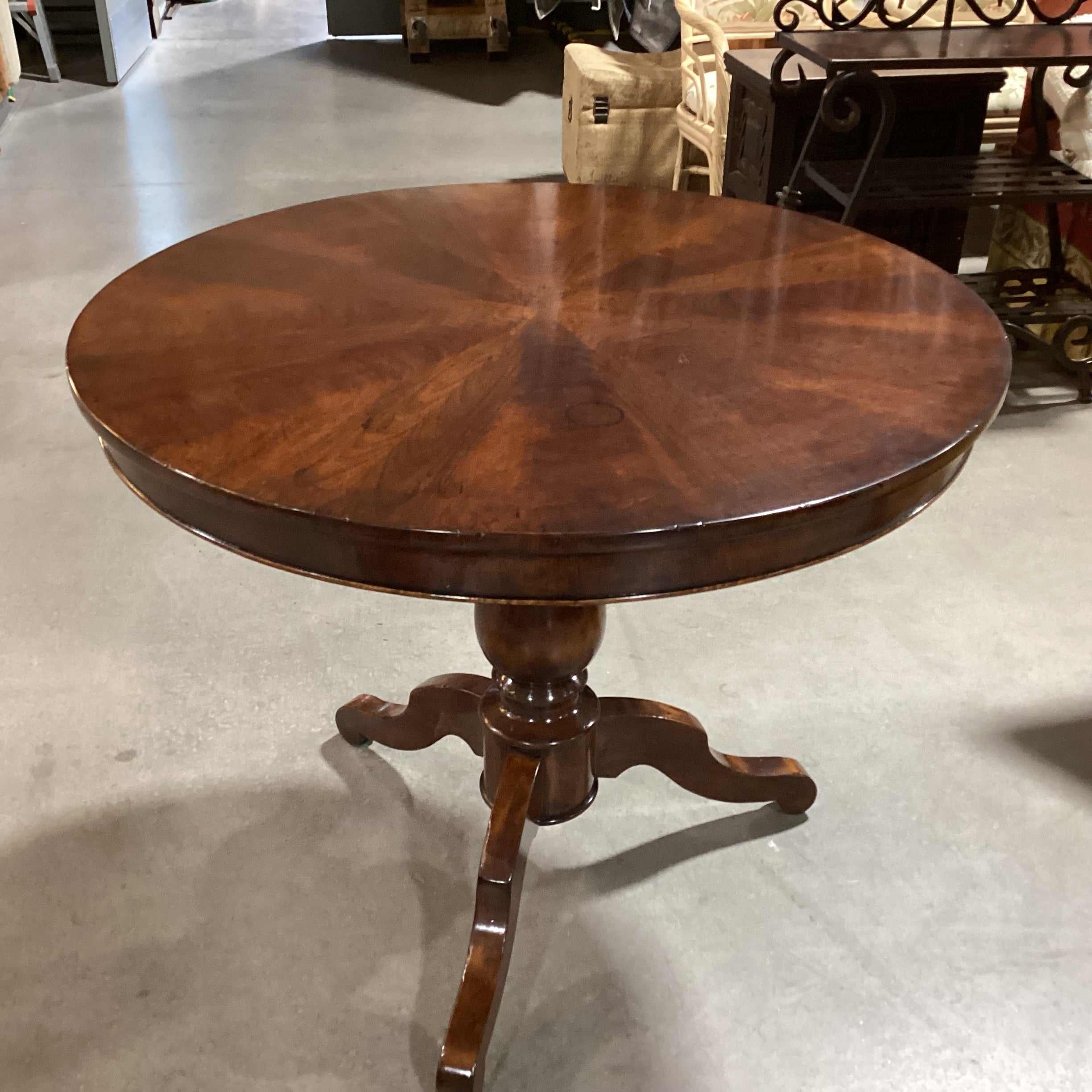 Finished Wood with Pedestal Accent Table 35.5" Diameter x 30"